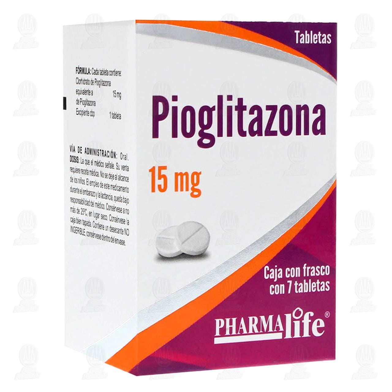 Pioglitazona 15 mg, 7 Tabletas Pharmalife. image number 0
