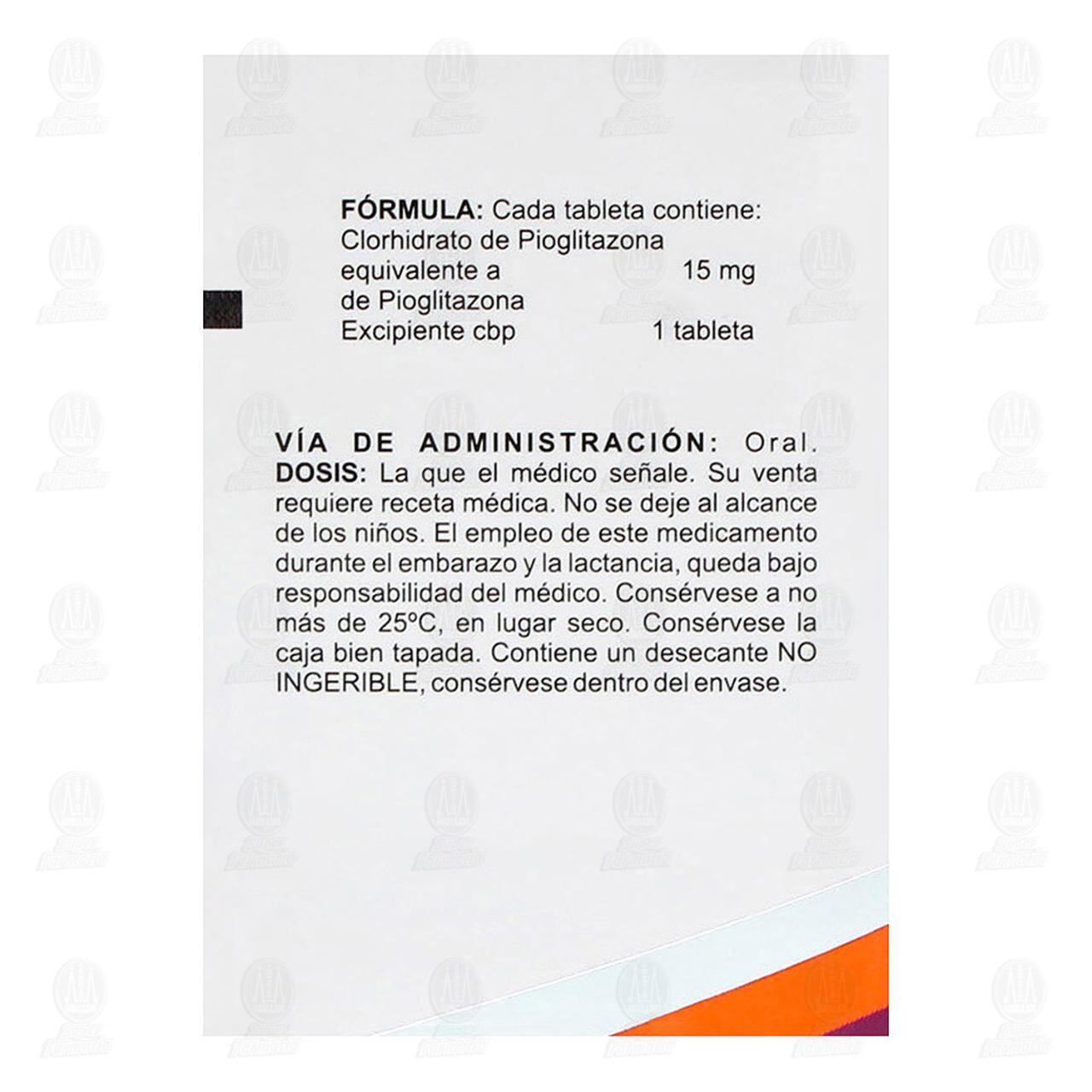 Pioglitazona 15 mg, 7 Tabletas Pharmalife. image number 2