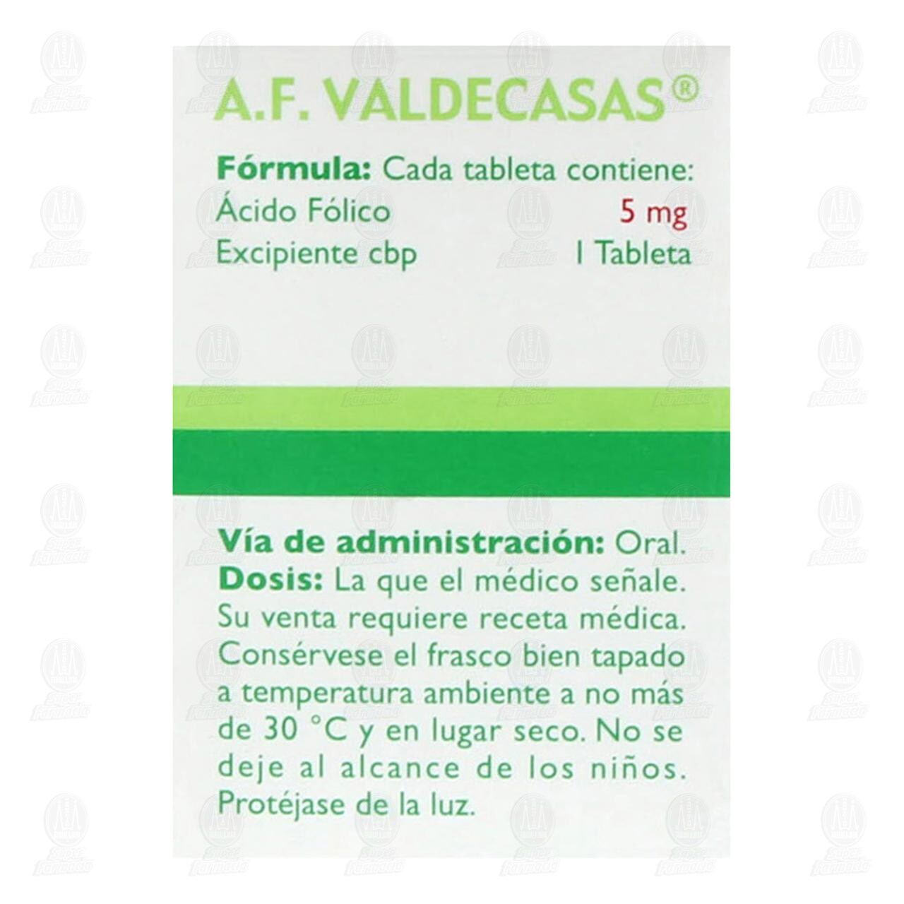 &Aacute;cido F&oacute;lico 5 mg, 20 Tabletas. image number 2