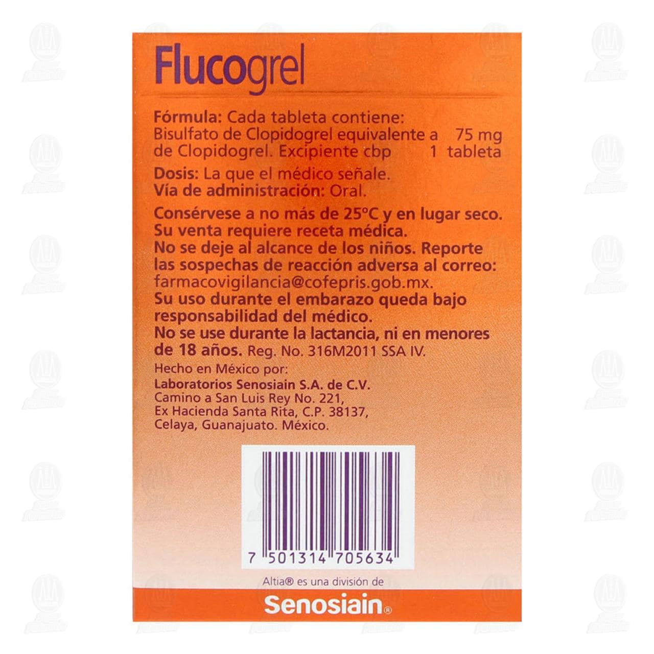 Flucogrel 75 mg, 14 Tabletas. image number 2