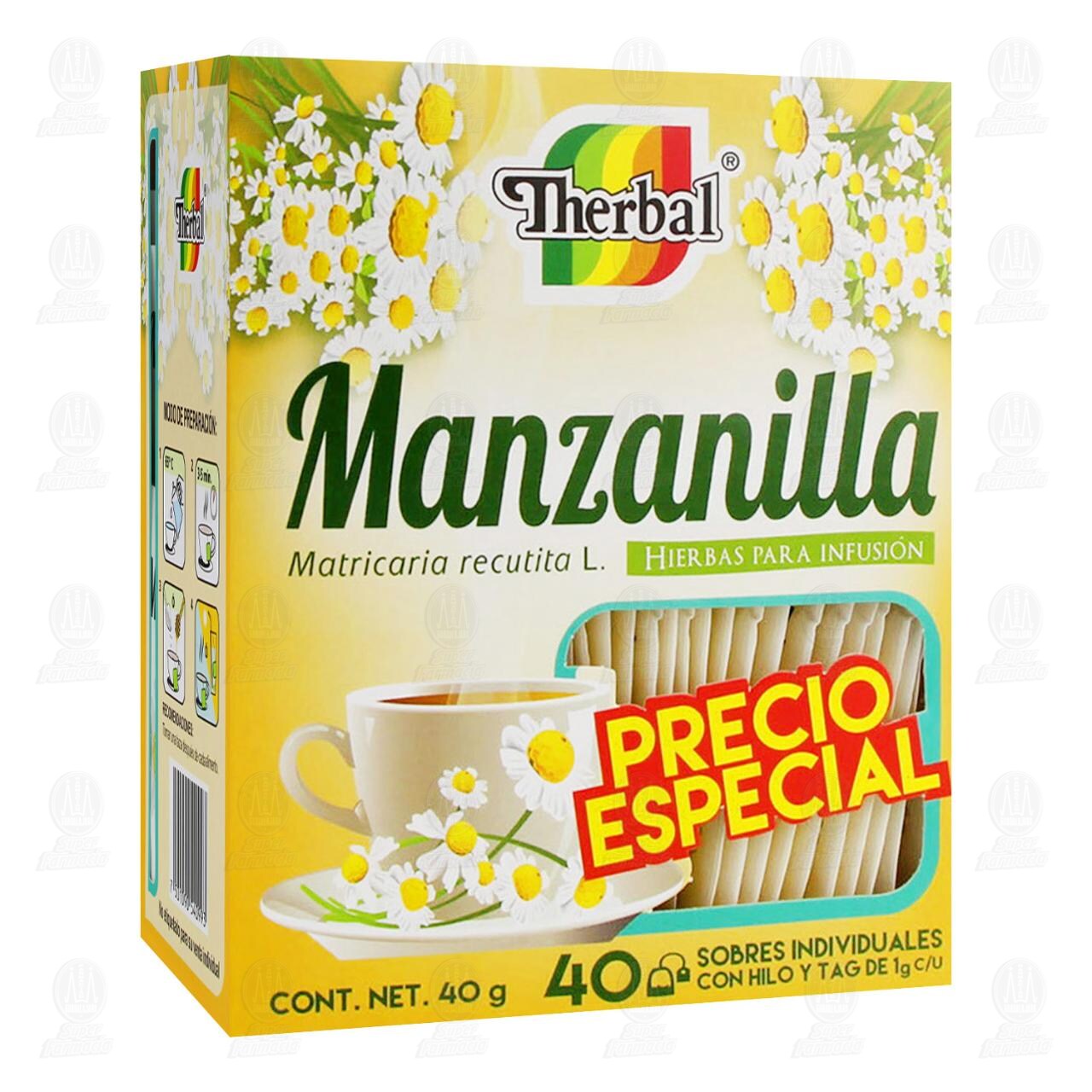 Hierbas Therbal para Infusión Sabor Manzanilla, 40 gr.