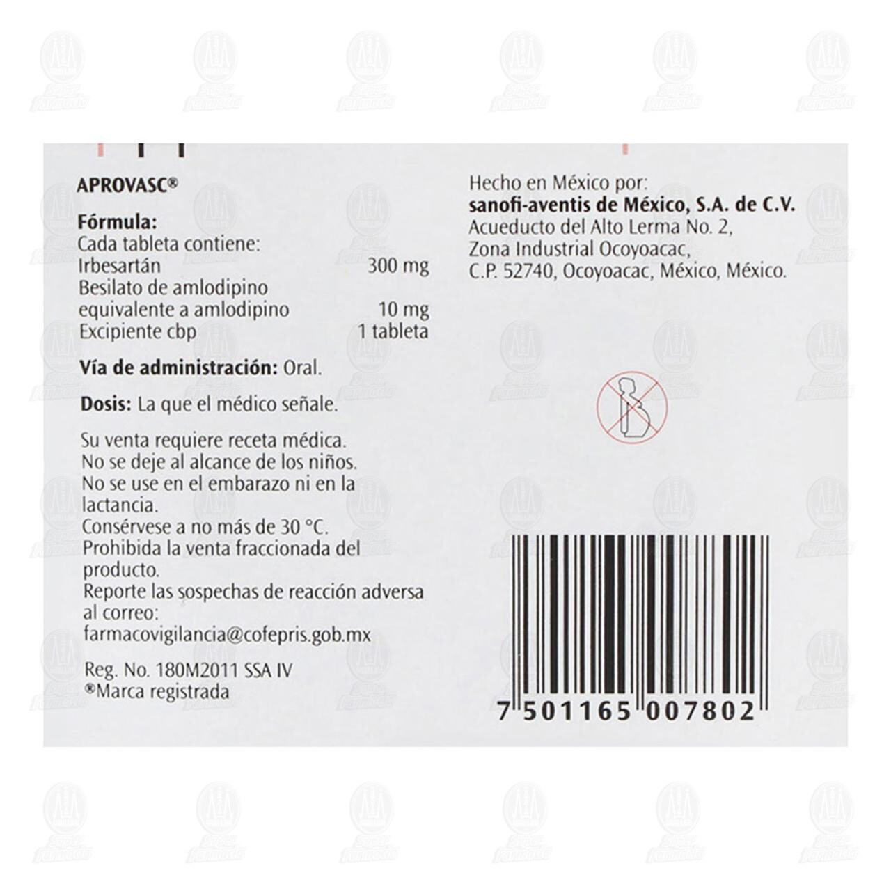 Aprovasc 300mg/10mg, 14 Tabletas. image number 2