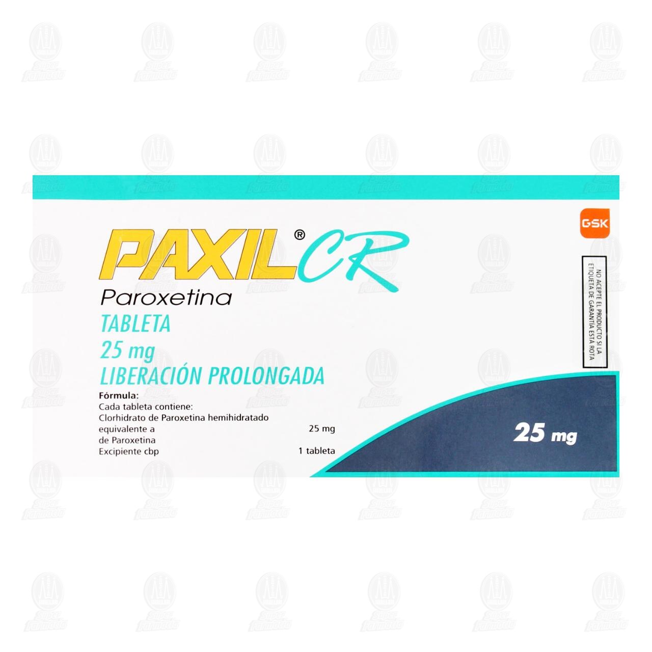 Paxil CR 25 mg, 30 Tabletas Liberaci&oacute;n Prolongada. image number 2
