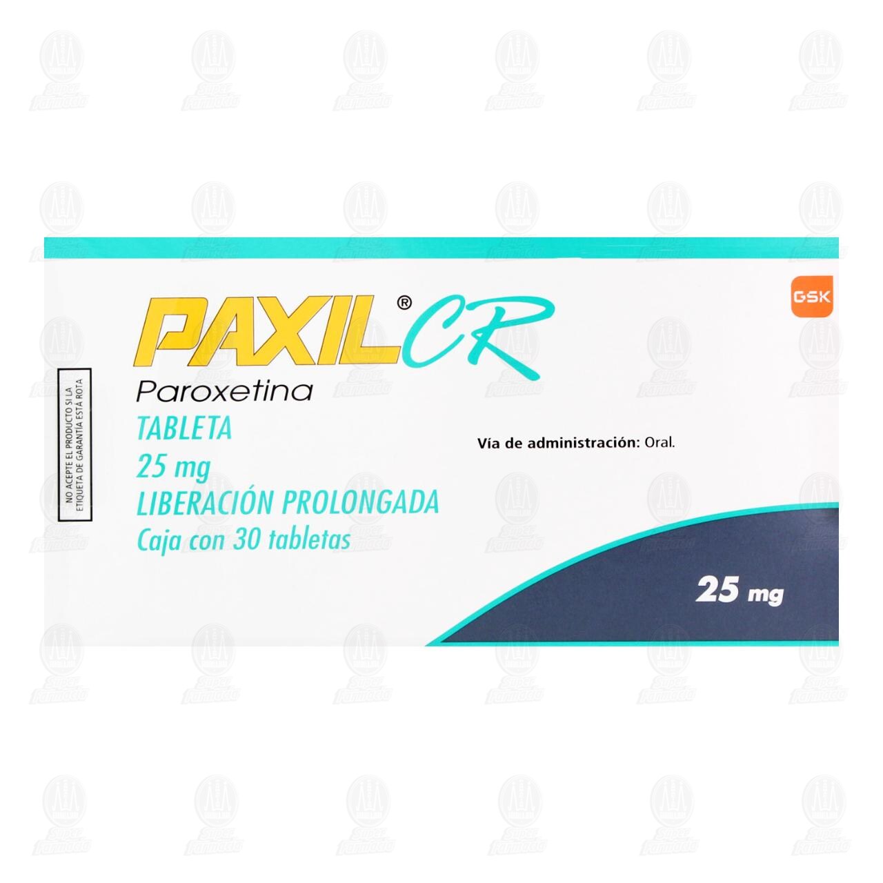 Paxil CR 25 mg, 30 Tabletas Liberaci&oacute;n Prolongada. image number 1