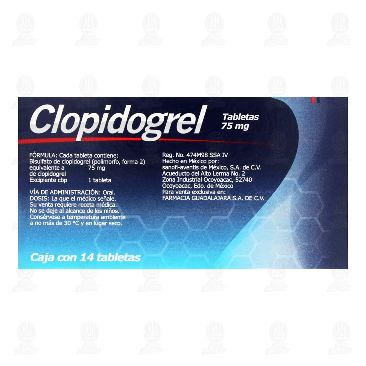 Clopidogrel 75 mg, 14 Tabletas Pharmalife. image number 2