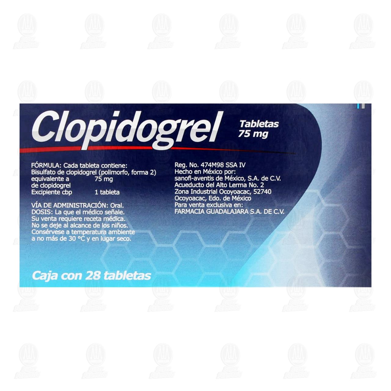 Clopidogrel 75 mg, 28 Tabletas Pharmalife. image number 2