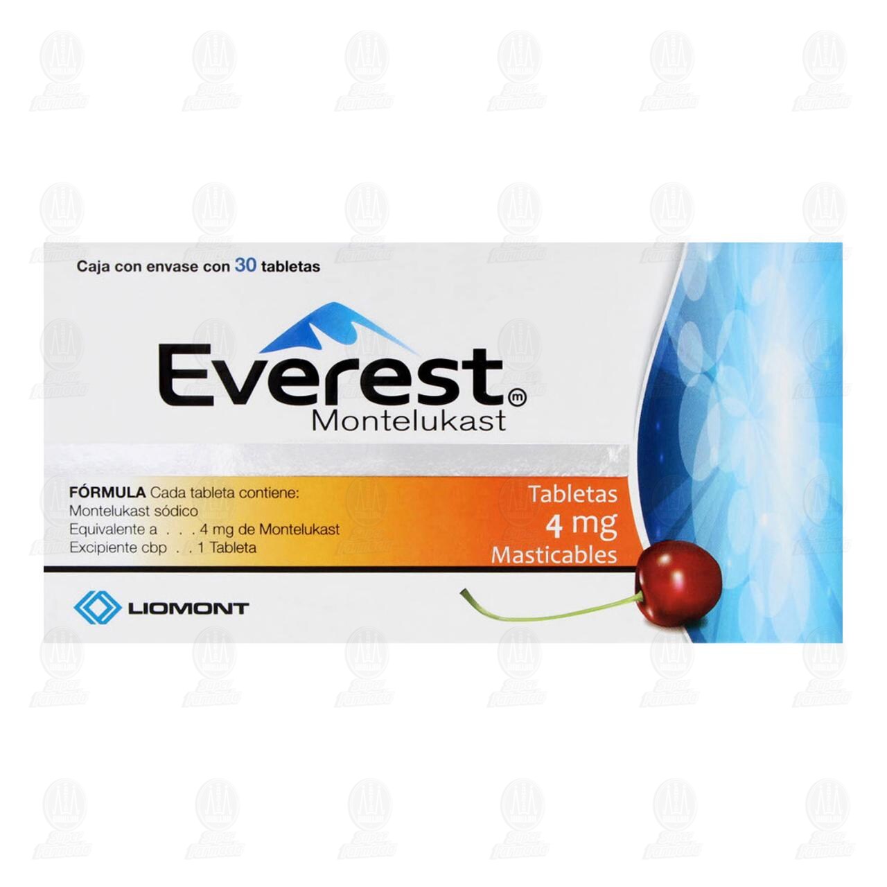 Everest 4 mg, 30 Tabletas Masticables. image number 1