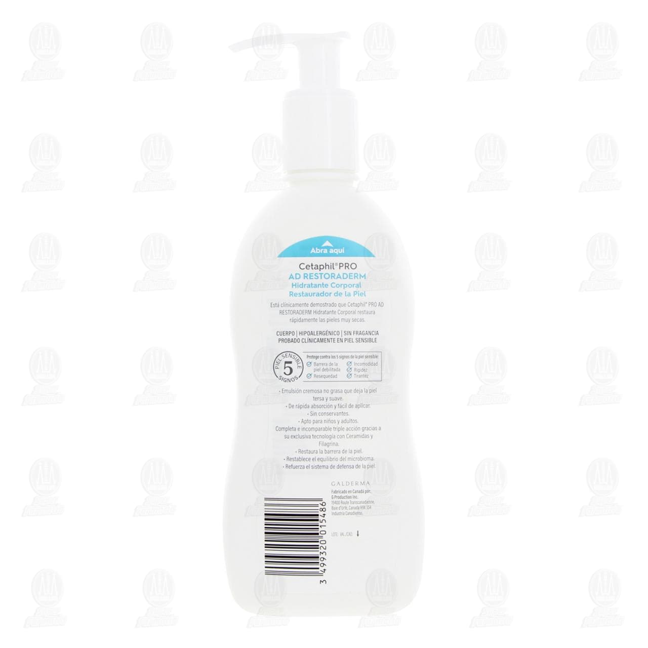 Cetaphil Pro Ad Restoraderm Hidratante Corporal Restaurador de la Piel, 295 ml. image number 2