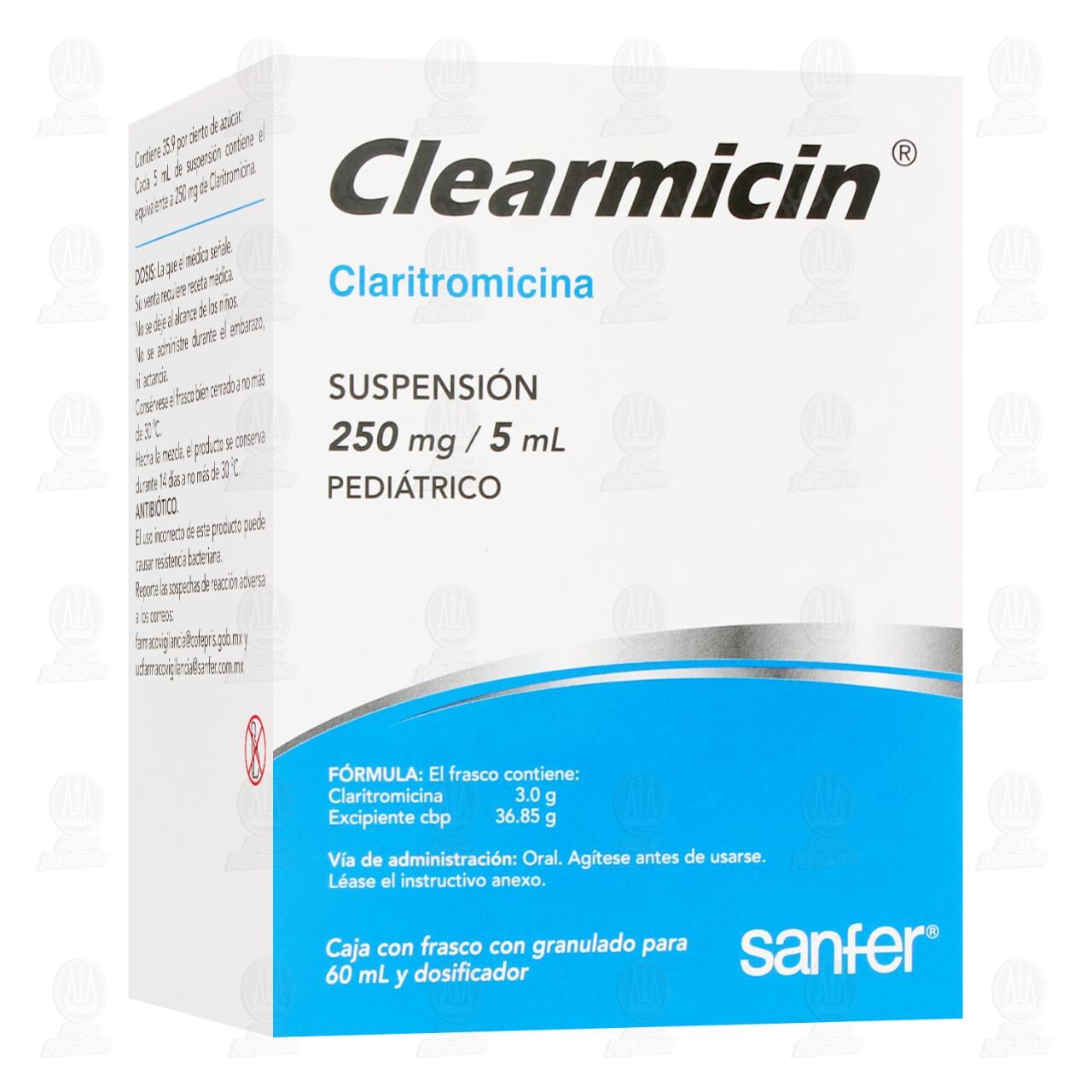 Clearmicin 250mg/5ml Suspensi&oacute;n Pedi&aacute;trica, 60 ml. image number 0