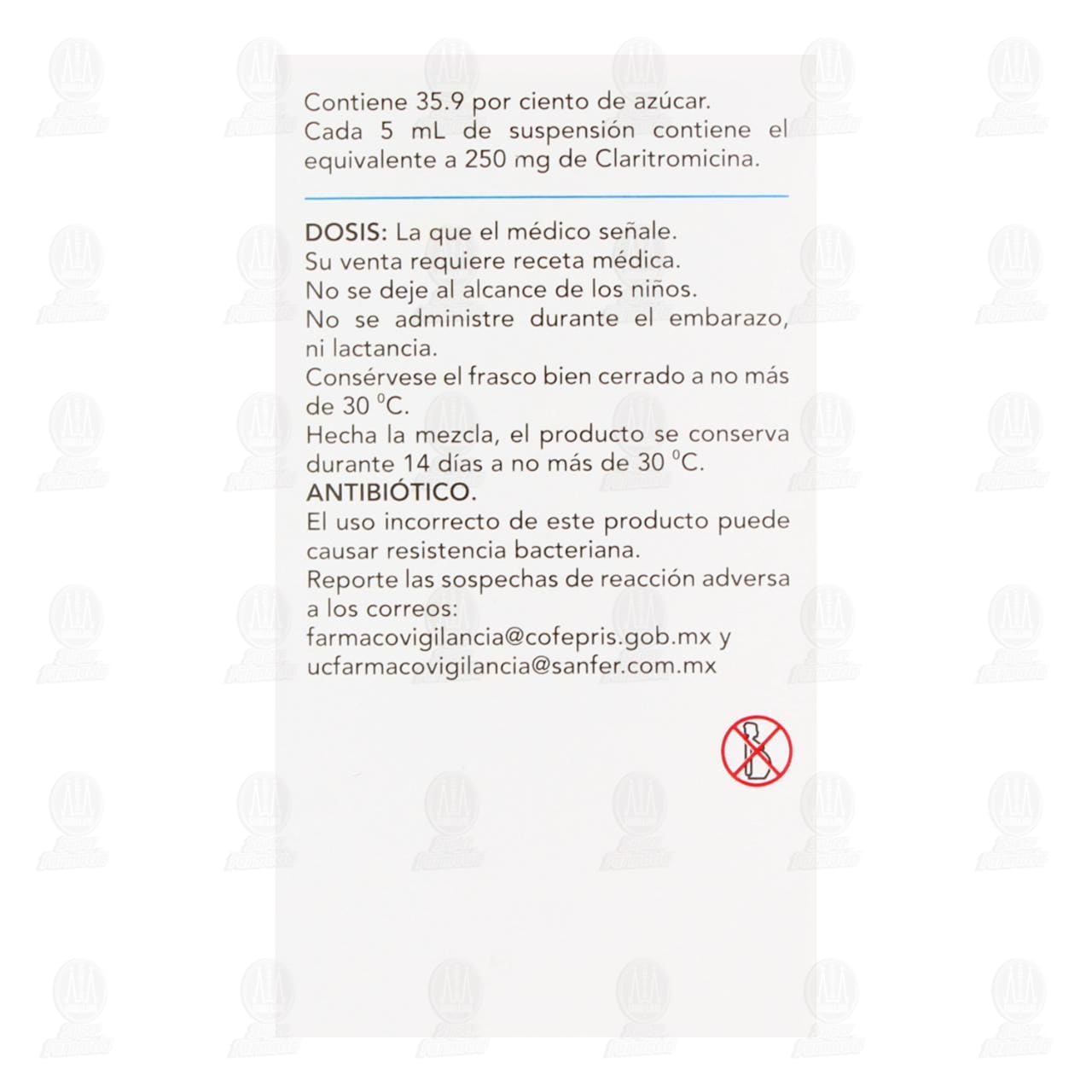 Clearmicin 250mg/5ml Suspensi&oacute;n Pedi&aacute;trica, 60 ml. image number 2