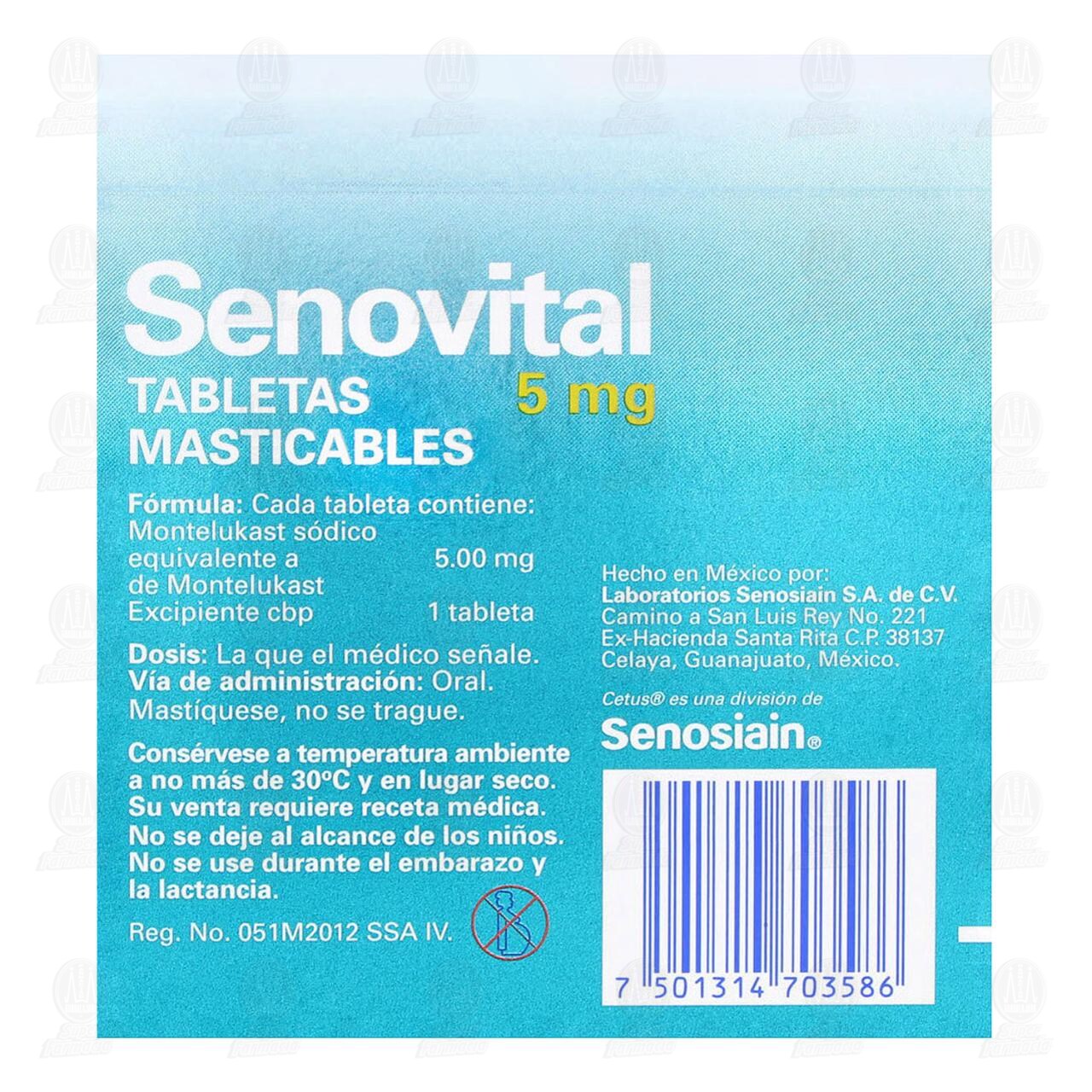 Senovital 5 mg, 30 Tabletas Masticables. image number 2