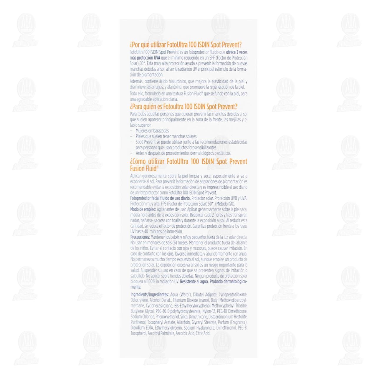 Fotoprotector Isdin FotoUltra 100 Spot Prevent Fusion Fluid SPF50+, 50 ml. image number 2