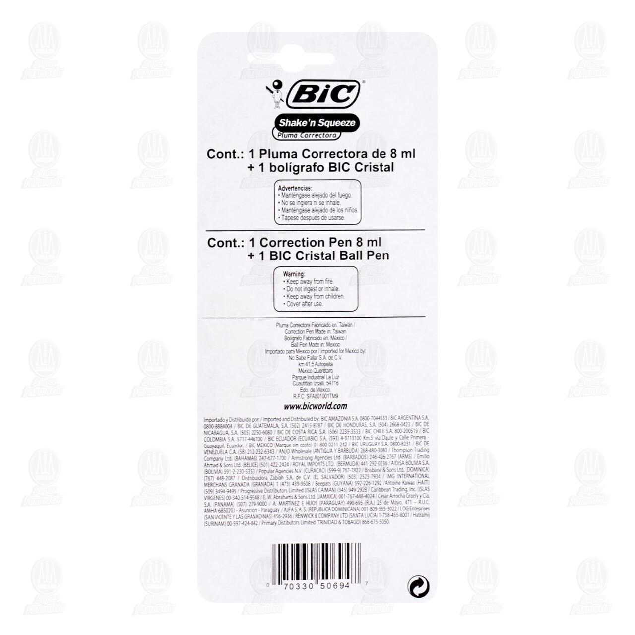 Pluma Correctora Bic + Gratis 1 Bol&iacute;grafo Bic Cristal, 2 pzas. image number 1
