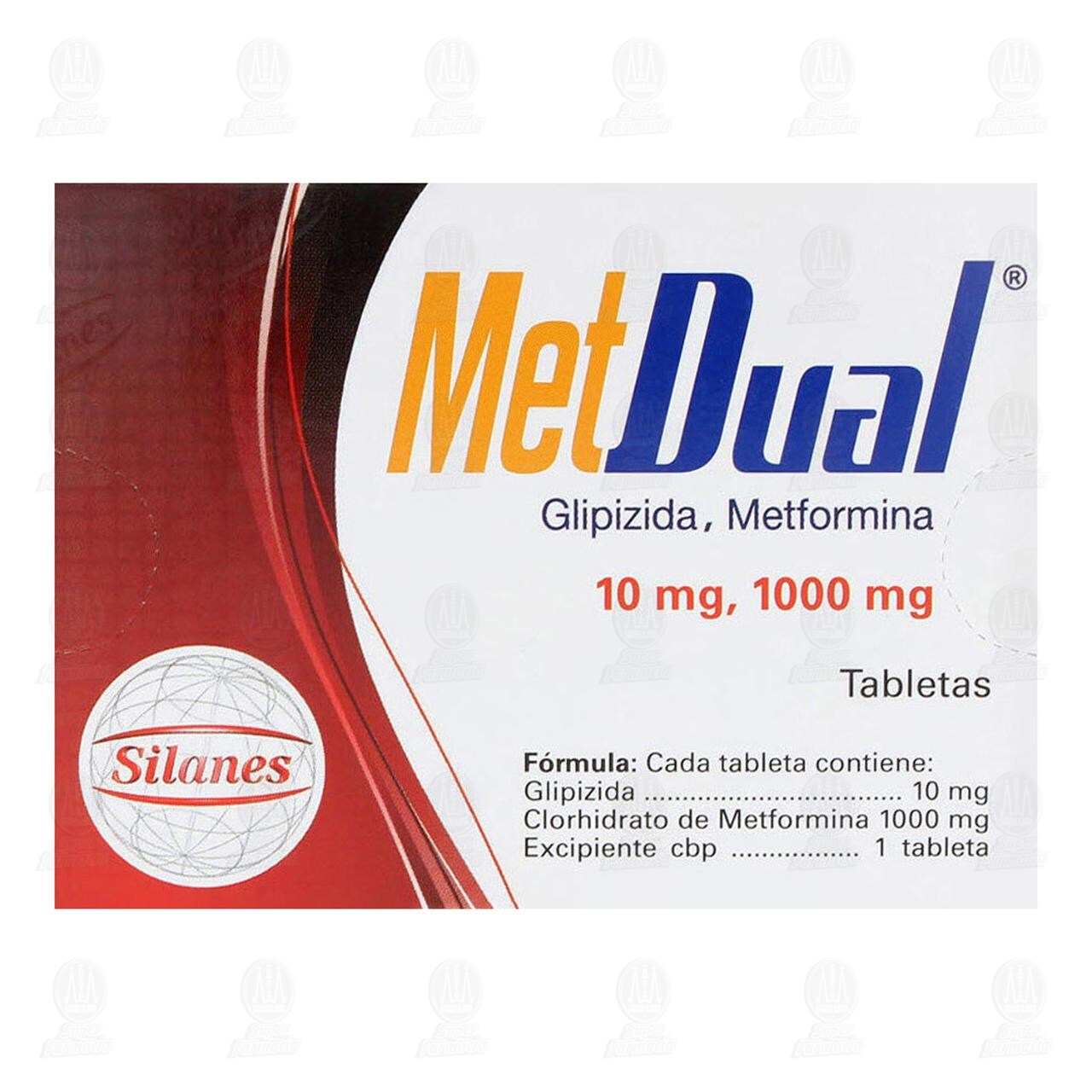 Met Dual 10mg/1000mg, 30 Tabletas. image number 2