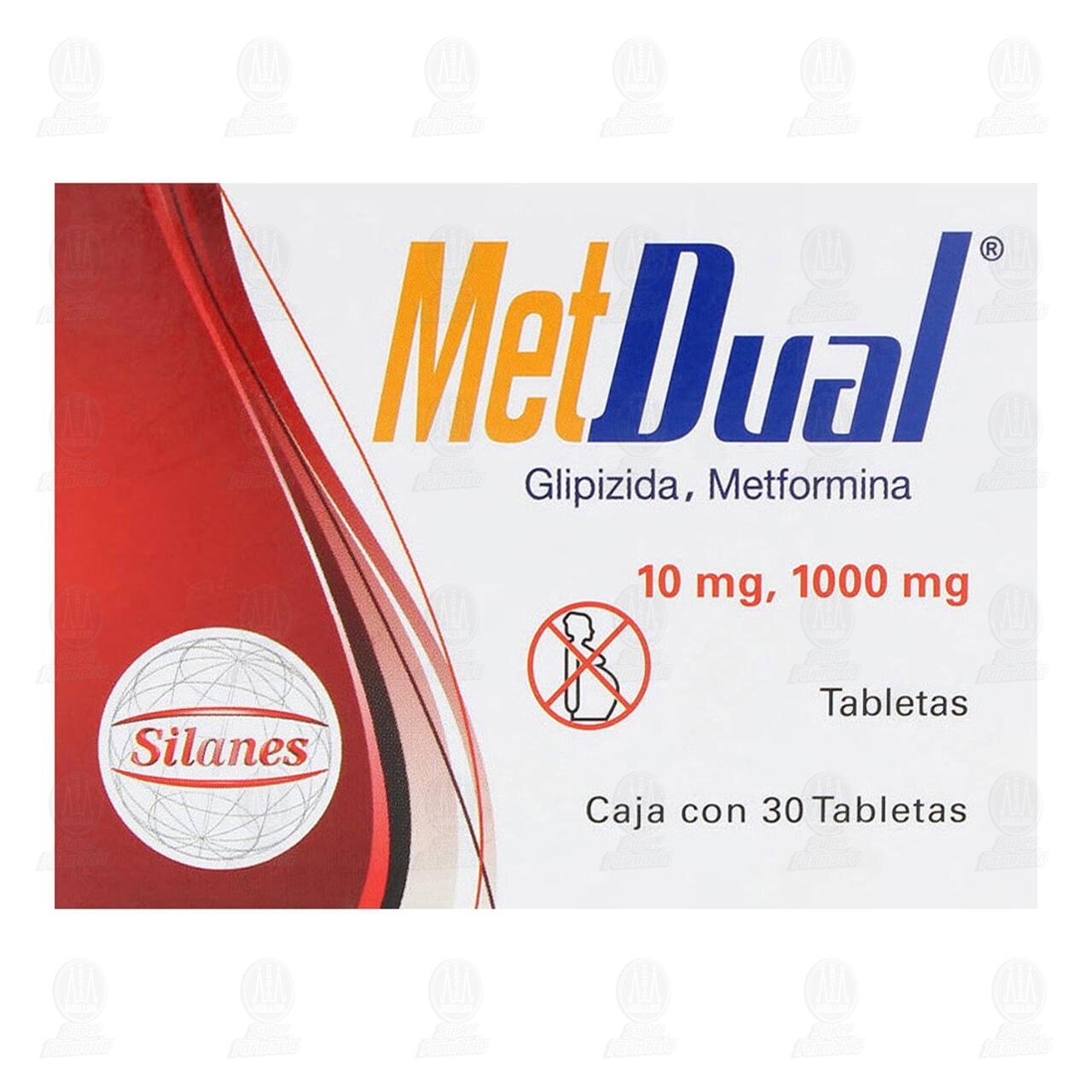 Met Dual 10mg/1000mg, 30 Tabletas. image number 1