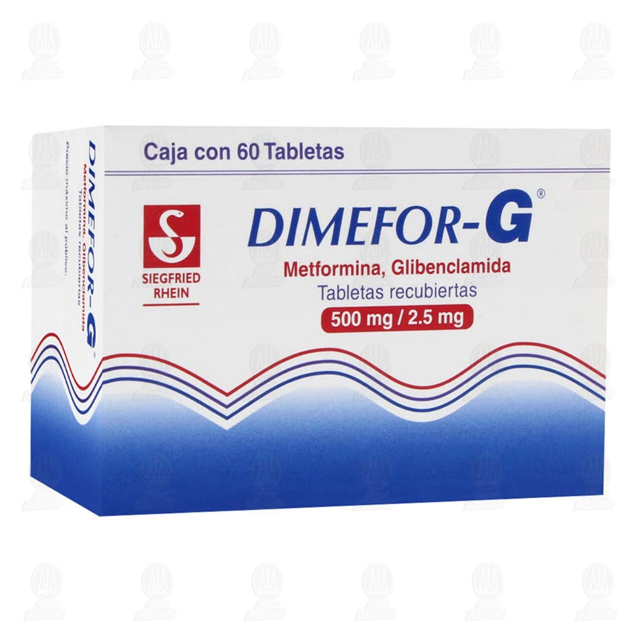 Dimefor G 500mg/2.5mg, 60 Tabletas. image number 0
