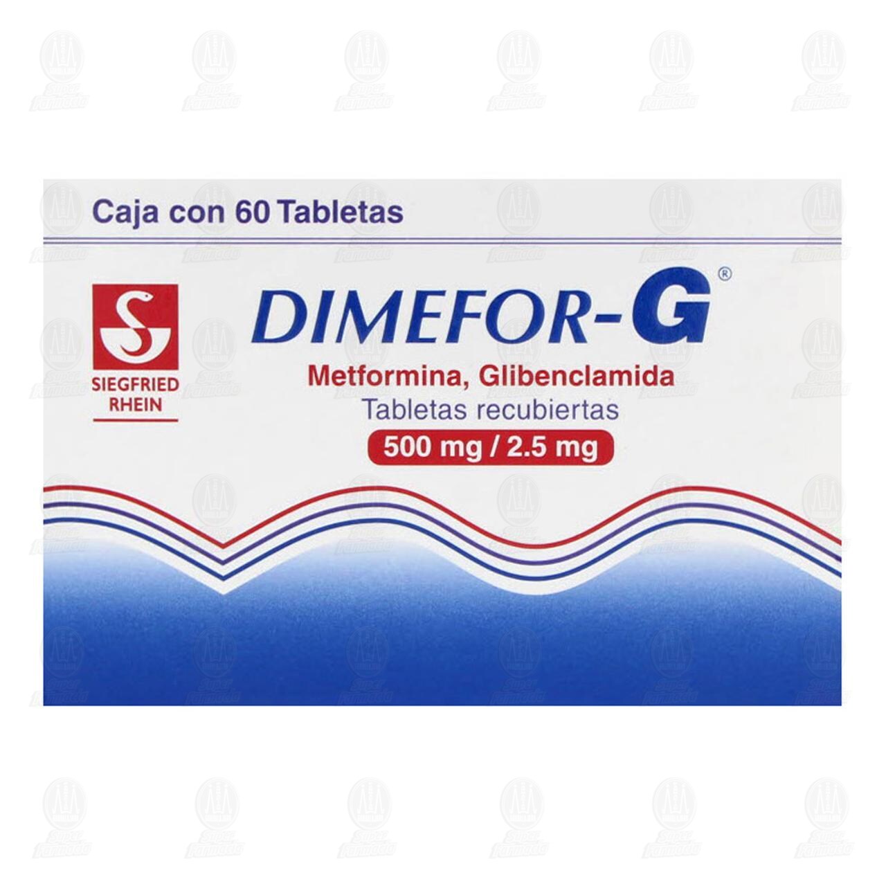 Dimefor G 500mg/2.5mg, 60 Tabletas. image number 1