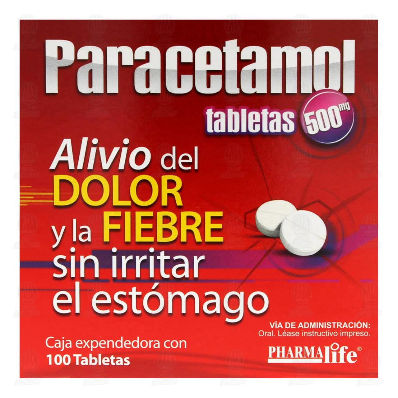 Paracetamol 500 mg, 100 Tabletas Pharmalife. image number 1