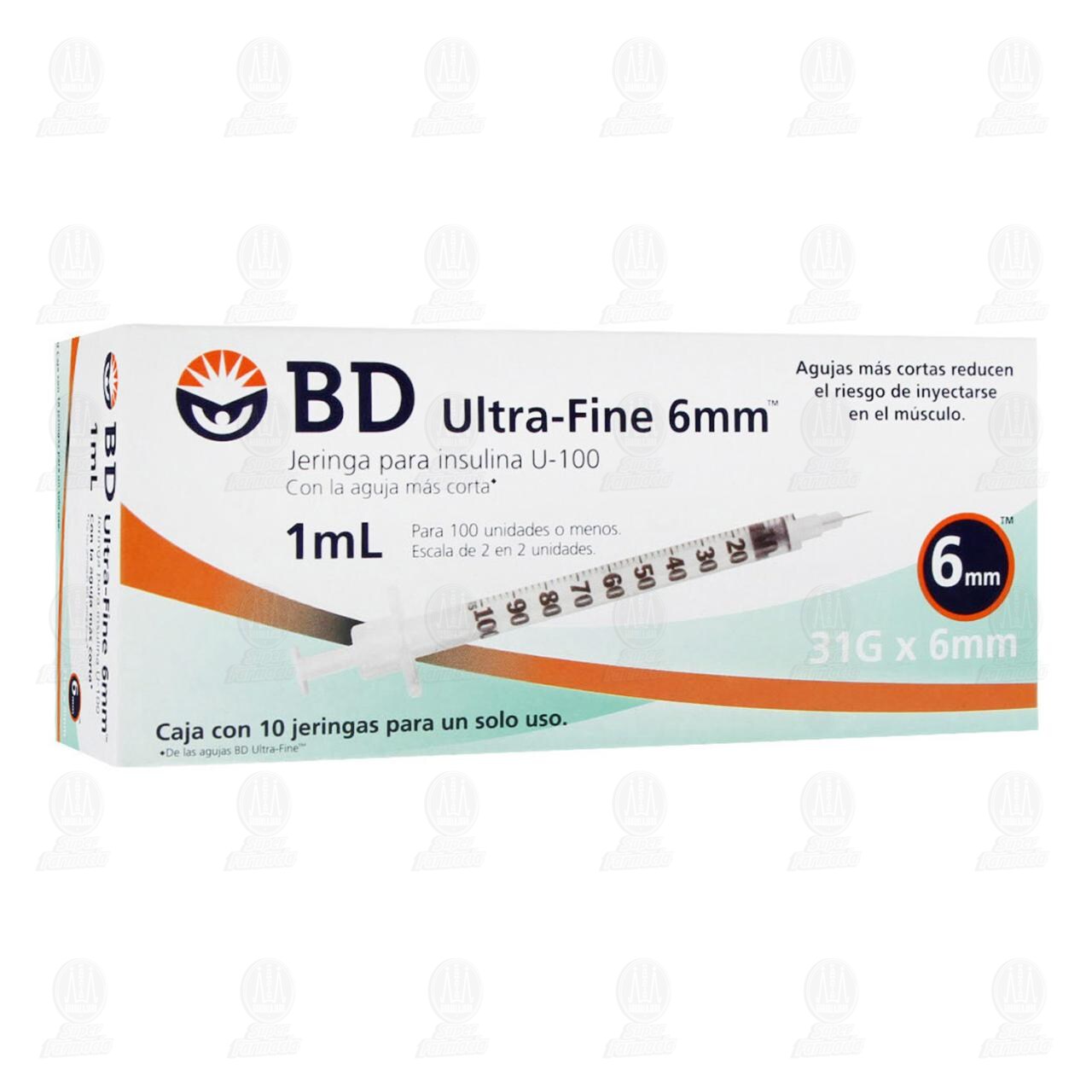Jeringas para Insulina Ultra-Fine 1ml 31G x 6mm, 10 pzas.