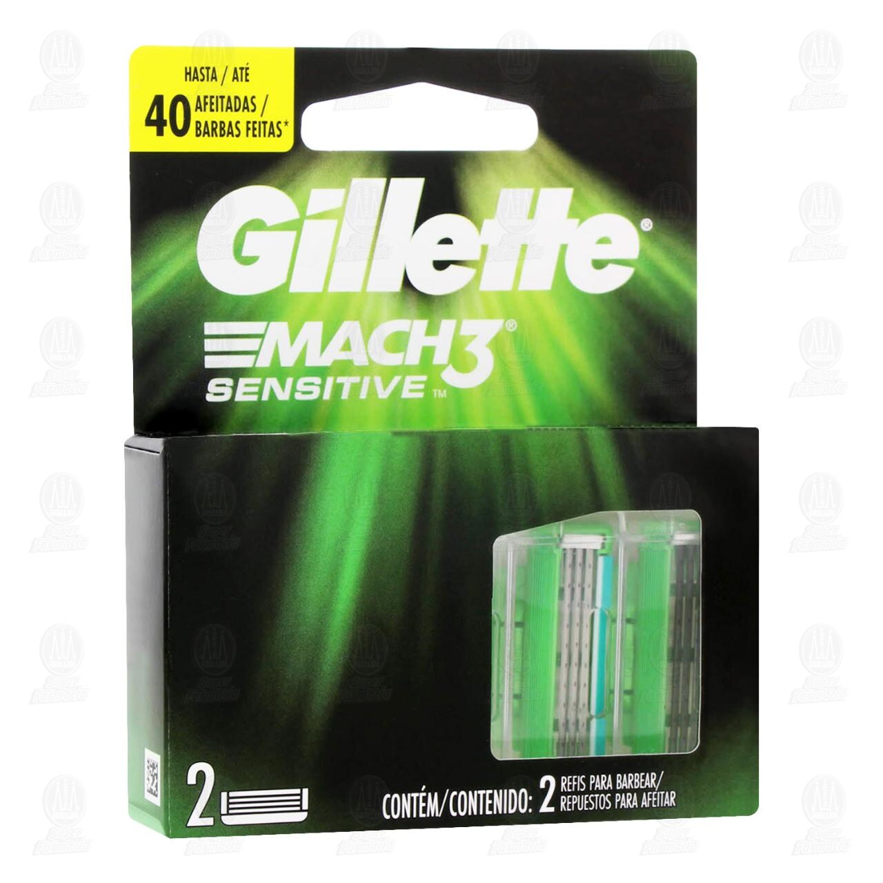 Cartuchos para Afeitar Gillette Mach3 Sensitive, 2 pzas. image number 0