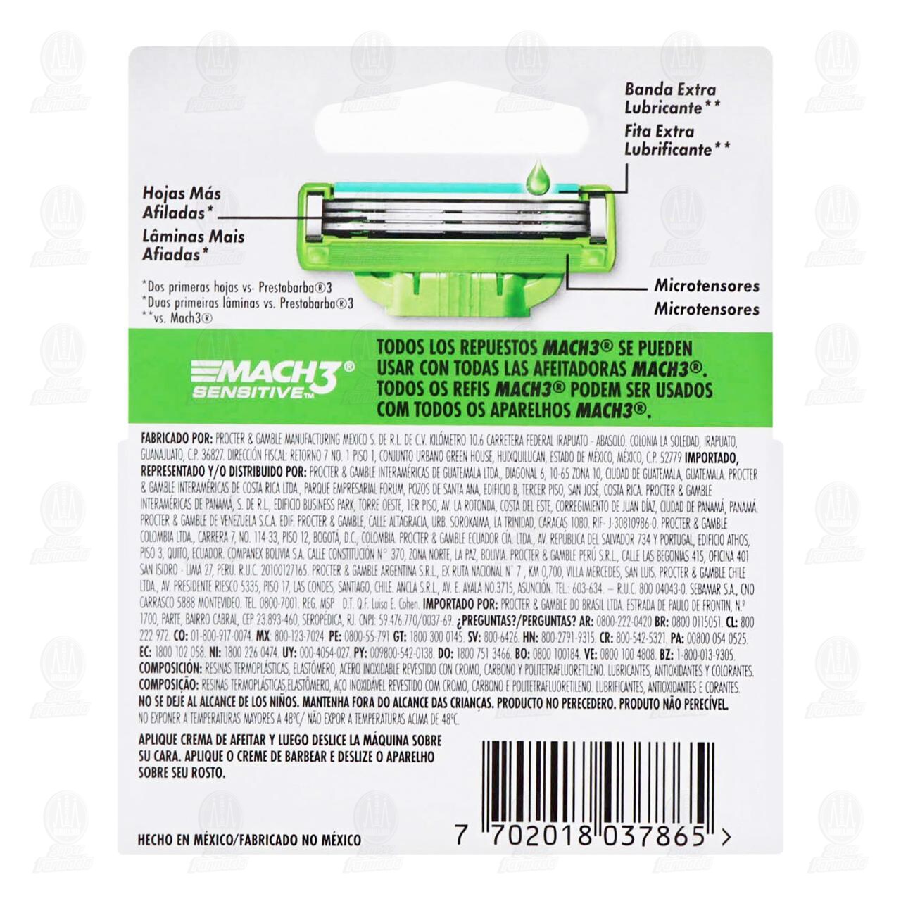 Cartuchos para Afeitar Gillette Mach3 Sensitive, 2 pzas. image number 2