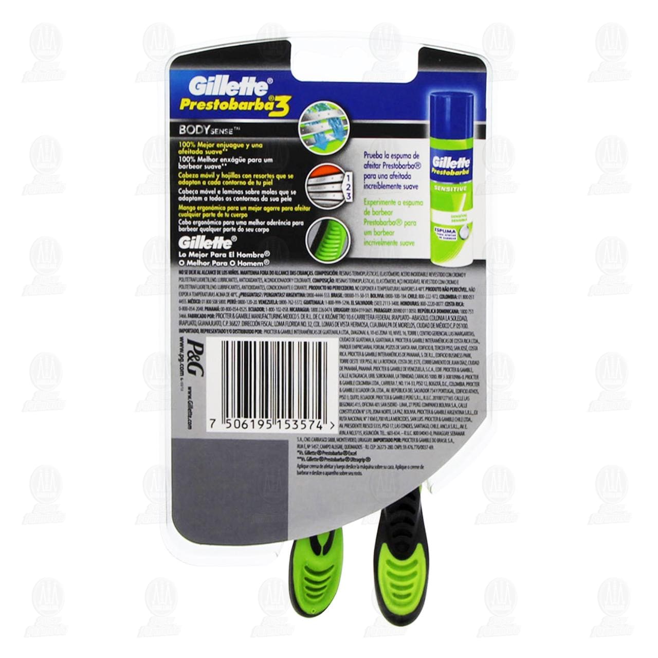 M&aacute;quinas para Afeitar Desechables Gillette Prestobarba3 Body Sense, 2 pzas. image number 1