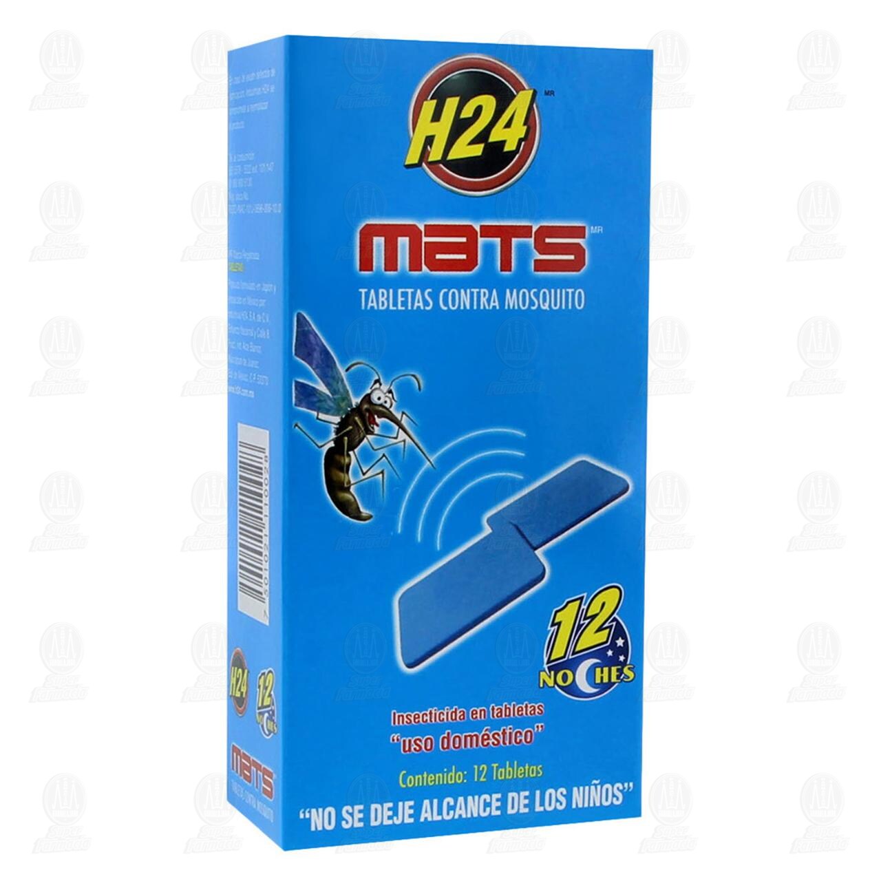 Insecticida H24 Mats en Tabletas Uso Doméstico Contra Mosquitos, 12 pzas.