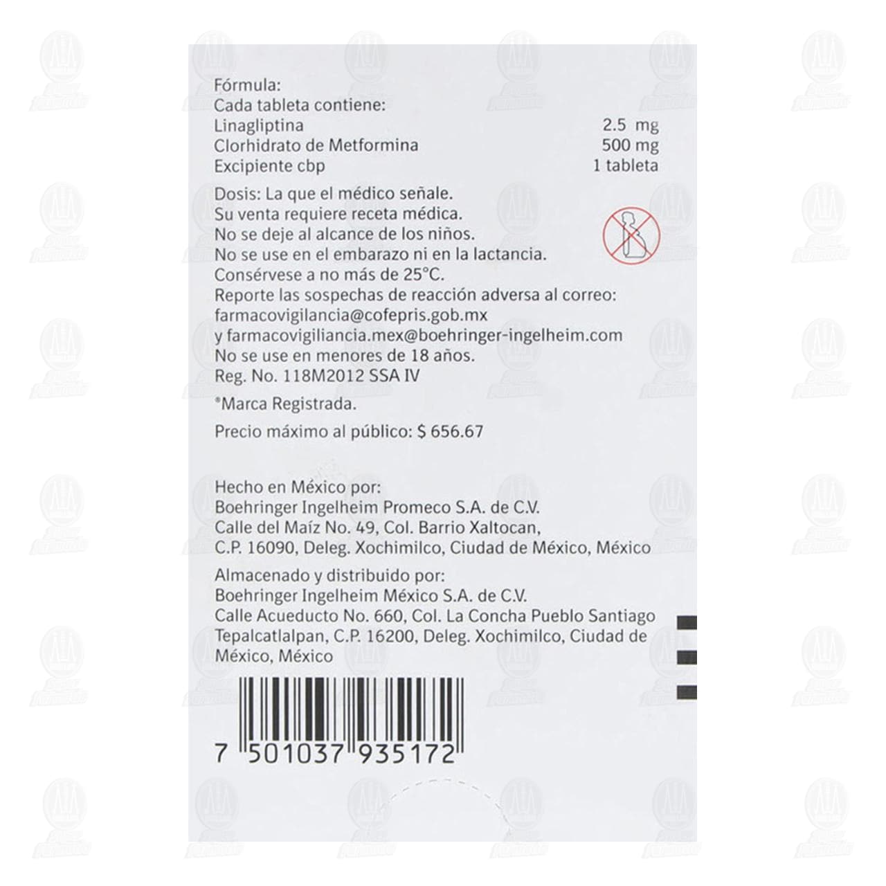 Trayenta Duo 2.5mg/500mg, 30 Tabletas. image number 2