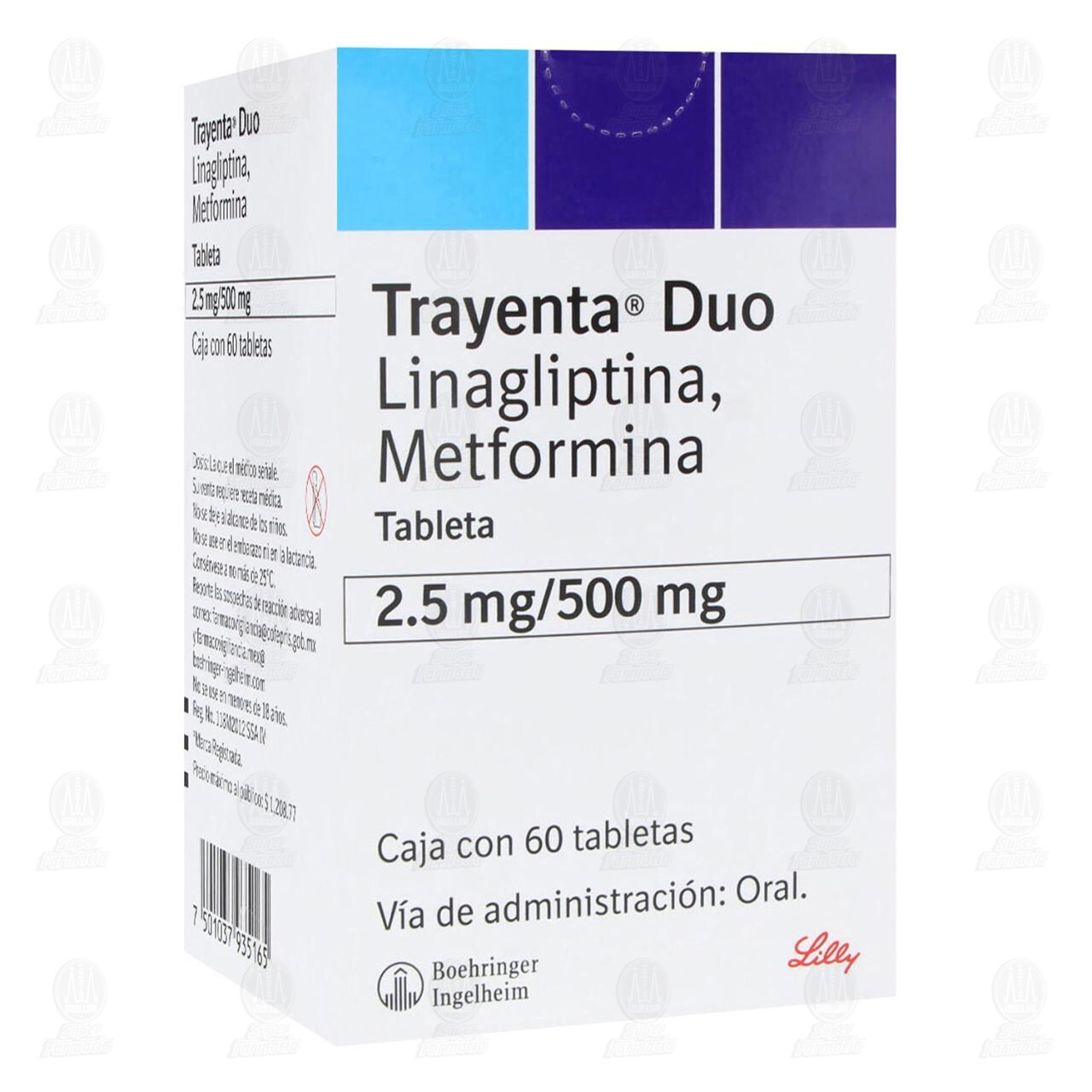 Trayenta Duo 2.5mg/500mg, 60 Tabletas. image number 0