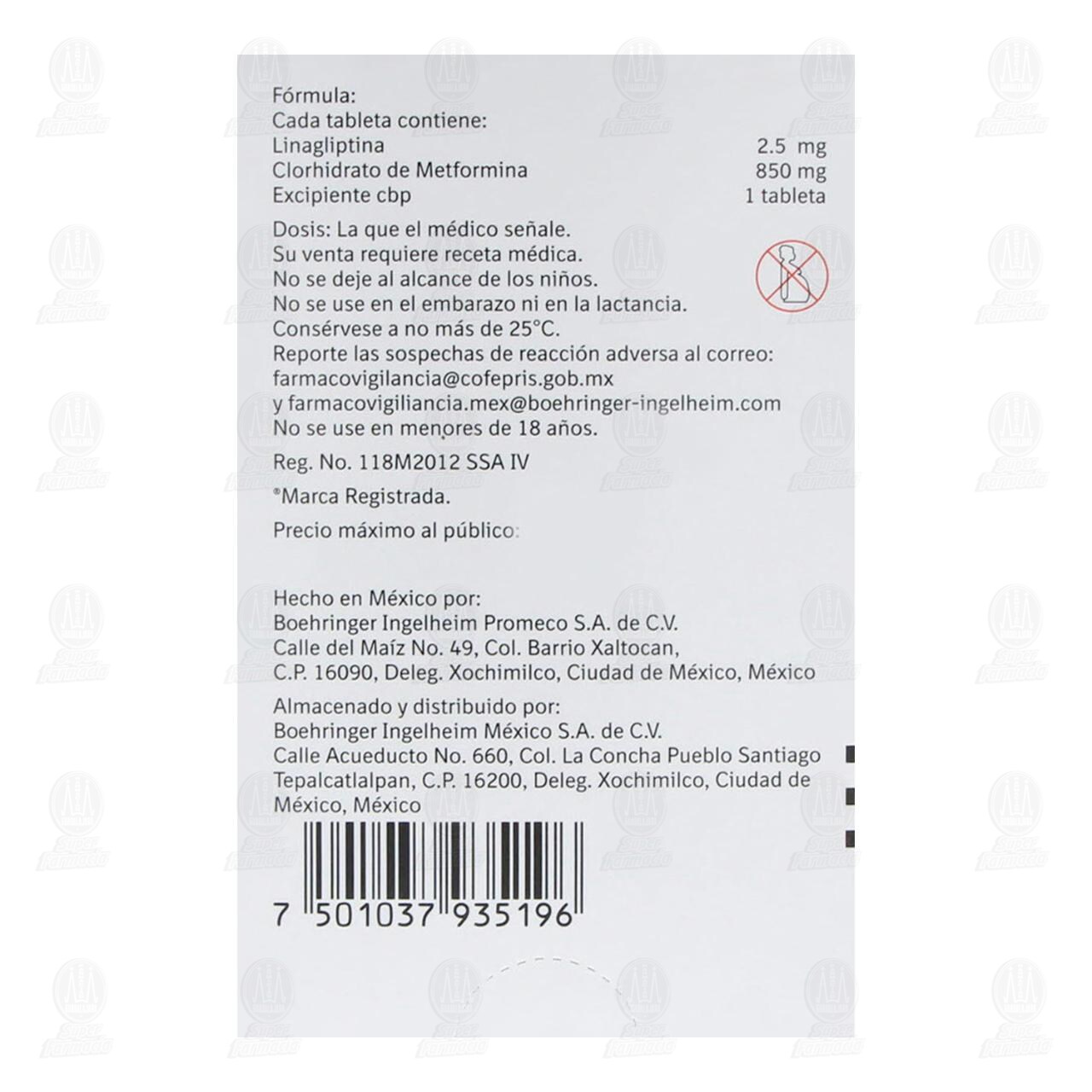 Trayenta Duo 2.5mg/850mg, 30 Tabletas. image number 2