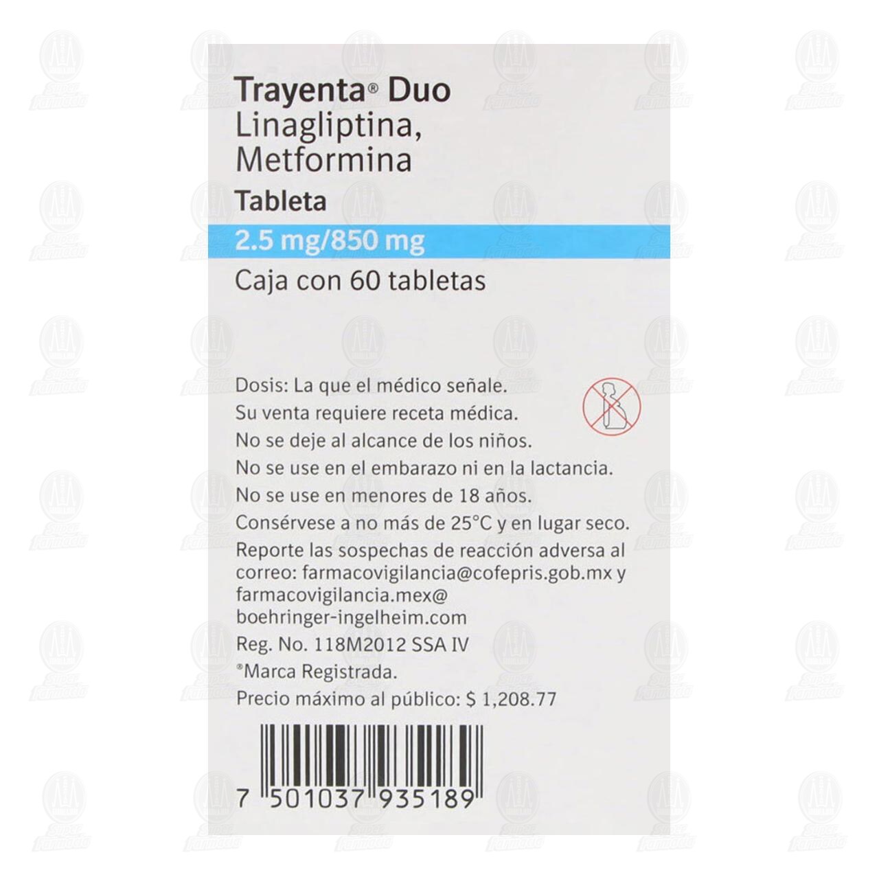 Trayenta Duo 2.5mg/850mg, 60 Tabletas. image number 3