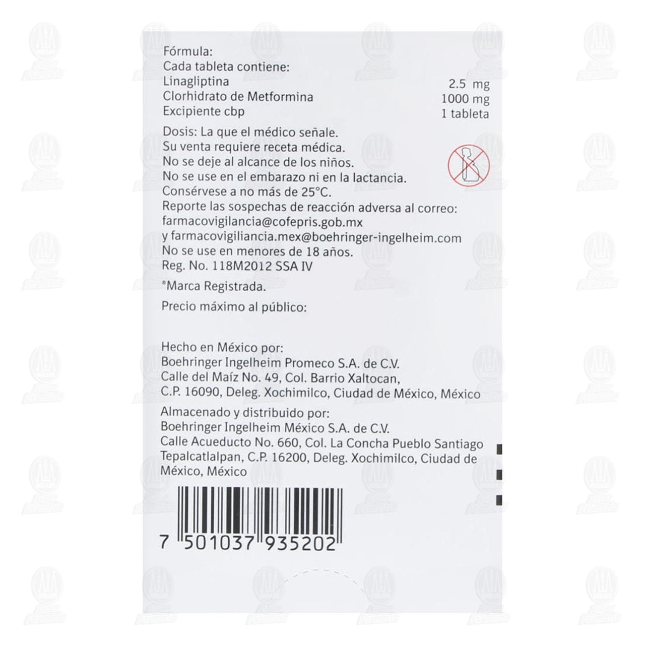 Trayenta Duo 2.5mg/1000mg, 30 Tabletas. image number 2