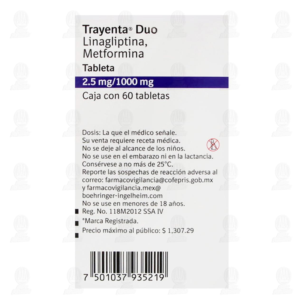 Trayenta Duo 2.5mg/1000mg, 60 Tabletas. image number 3