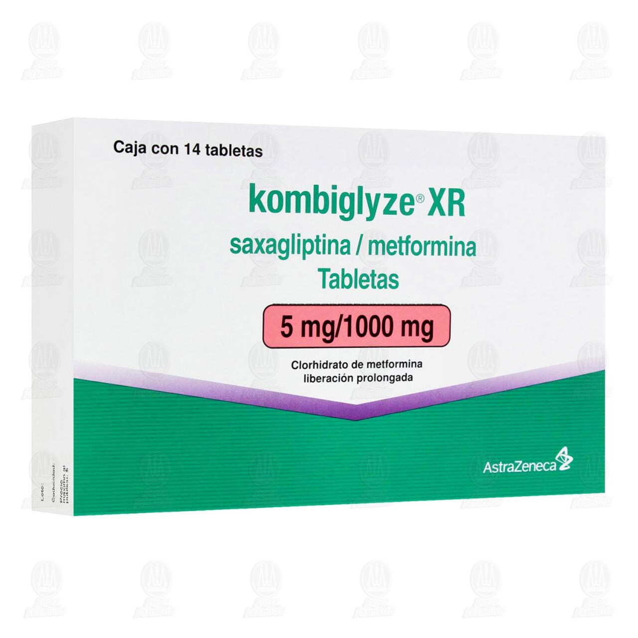 Kombiglyze XR 5mg/1000mg, 14 Tabletas. image number 0