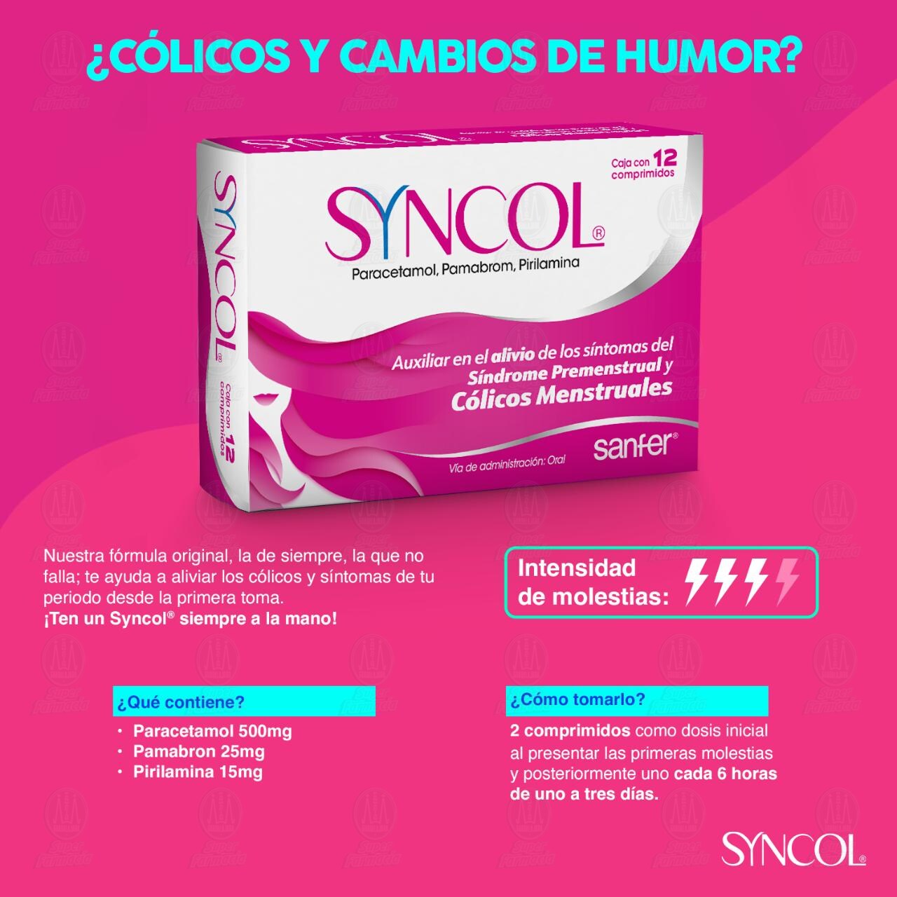 Syncol 500mg/25mg/15mg, 12 Comprimidos. image number 3