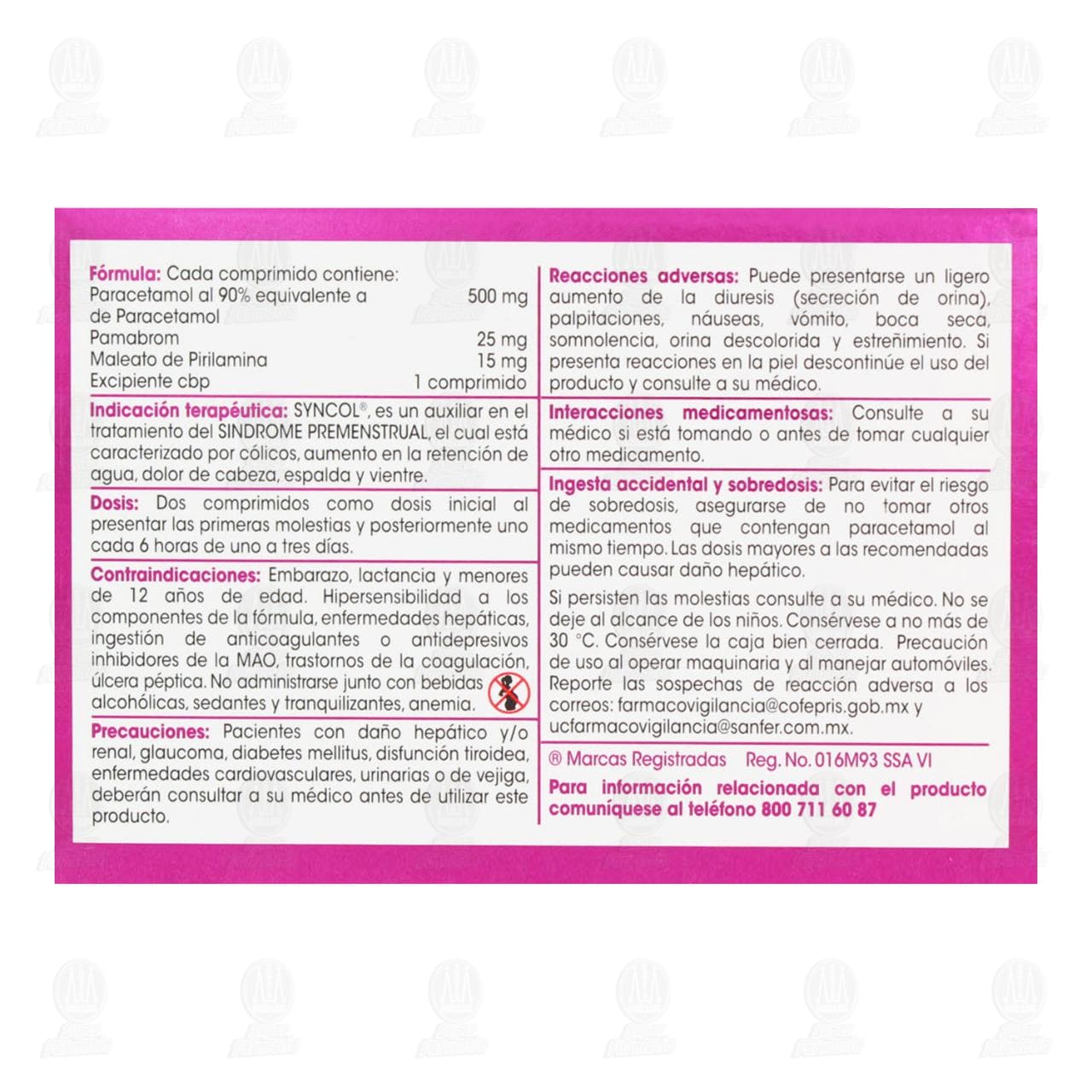 Syncol 500mg/25mg/15mg, 12 Comprimidos. image number 2