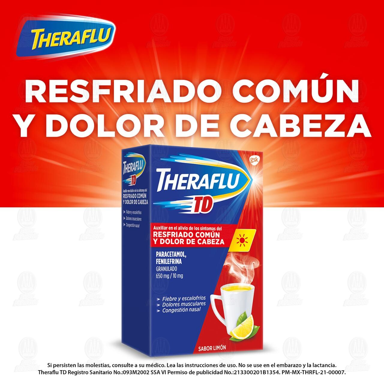 Theraflu TD T&eacute; Antigripal Resfriado Com&uacute;n, 6 Sobres. image number 2