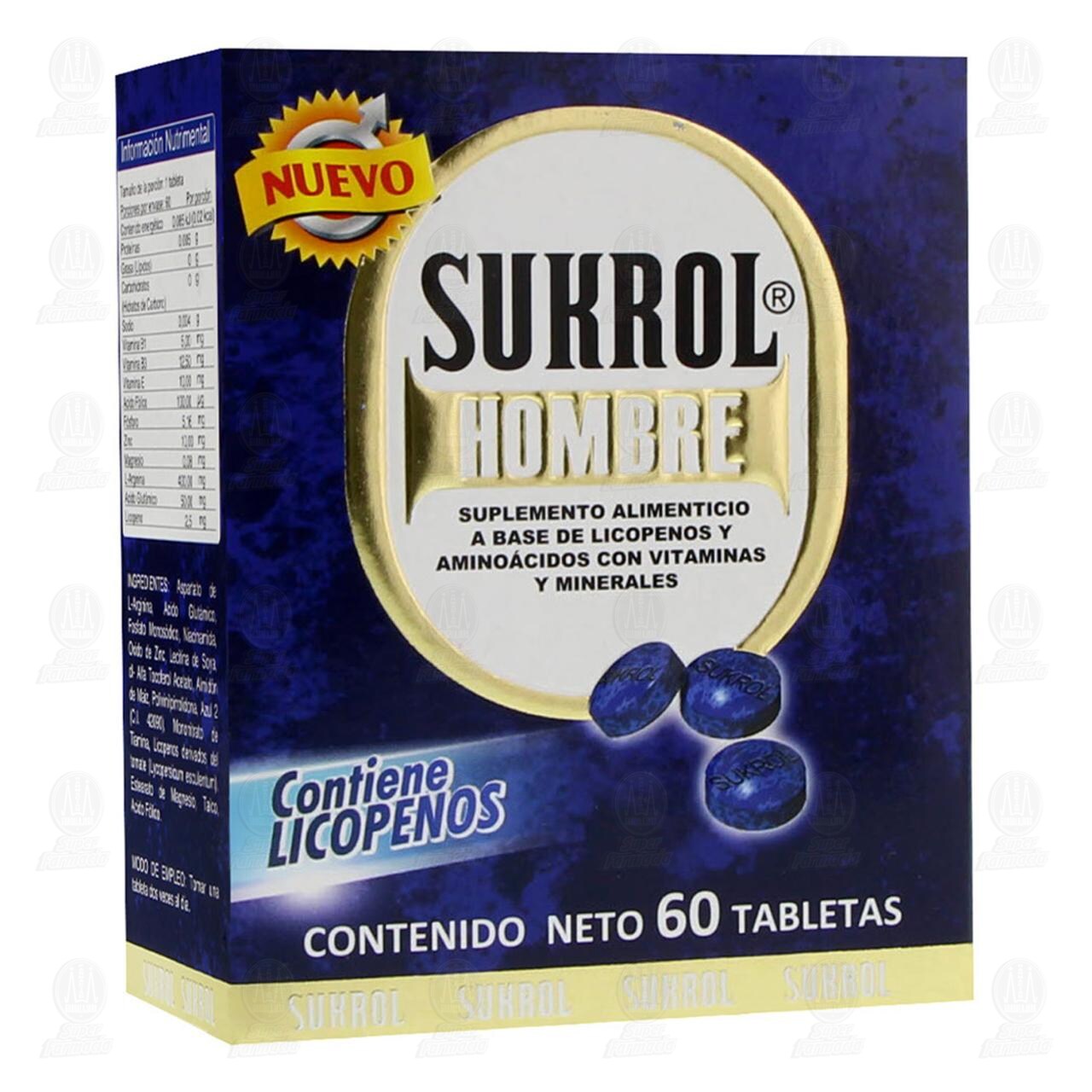 Sukrol Hombre, 60 Tabletas. image number 0