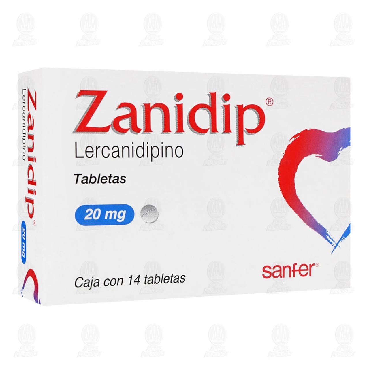 Zanidip 20 mg, 14 Tabletas. image number 0