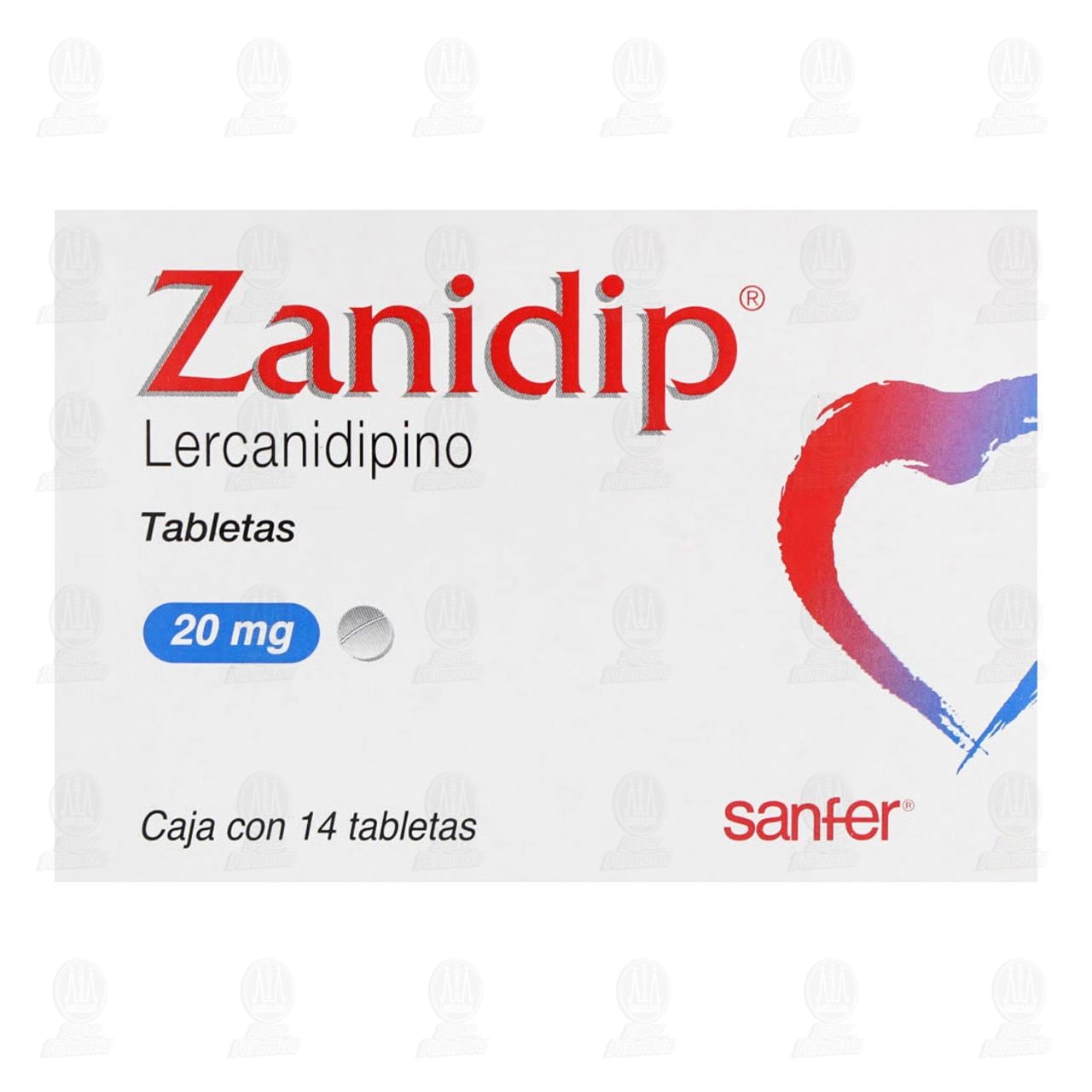 Zanidip 20 mg, 14 Tabletas. image number 1
