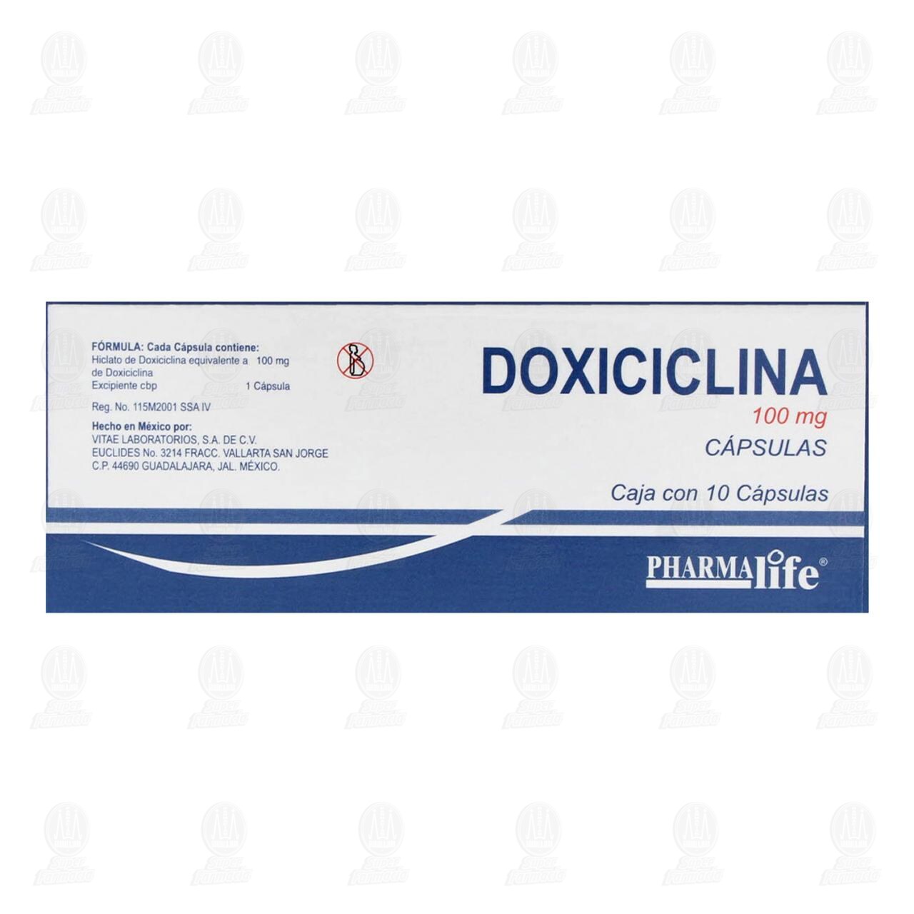 Doxiciclina 100 mg, 10 C&aacute;psulas Pharmalife. image number 2
