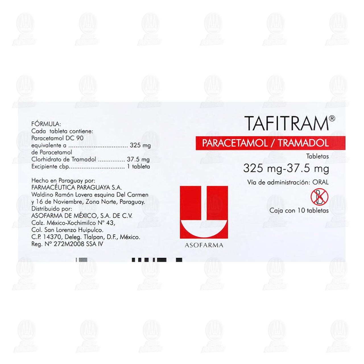 Tafitram 325mg/37.5mg, 10 Tabletas. image number 2