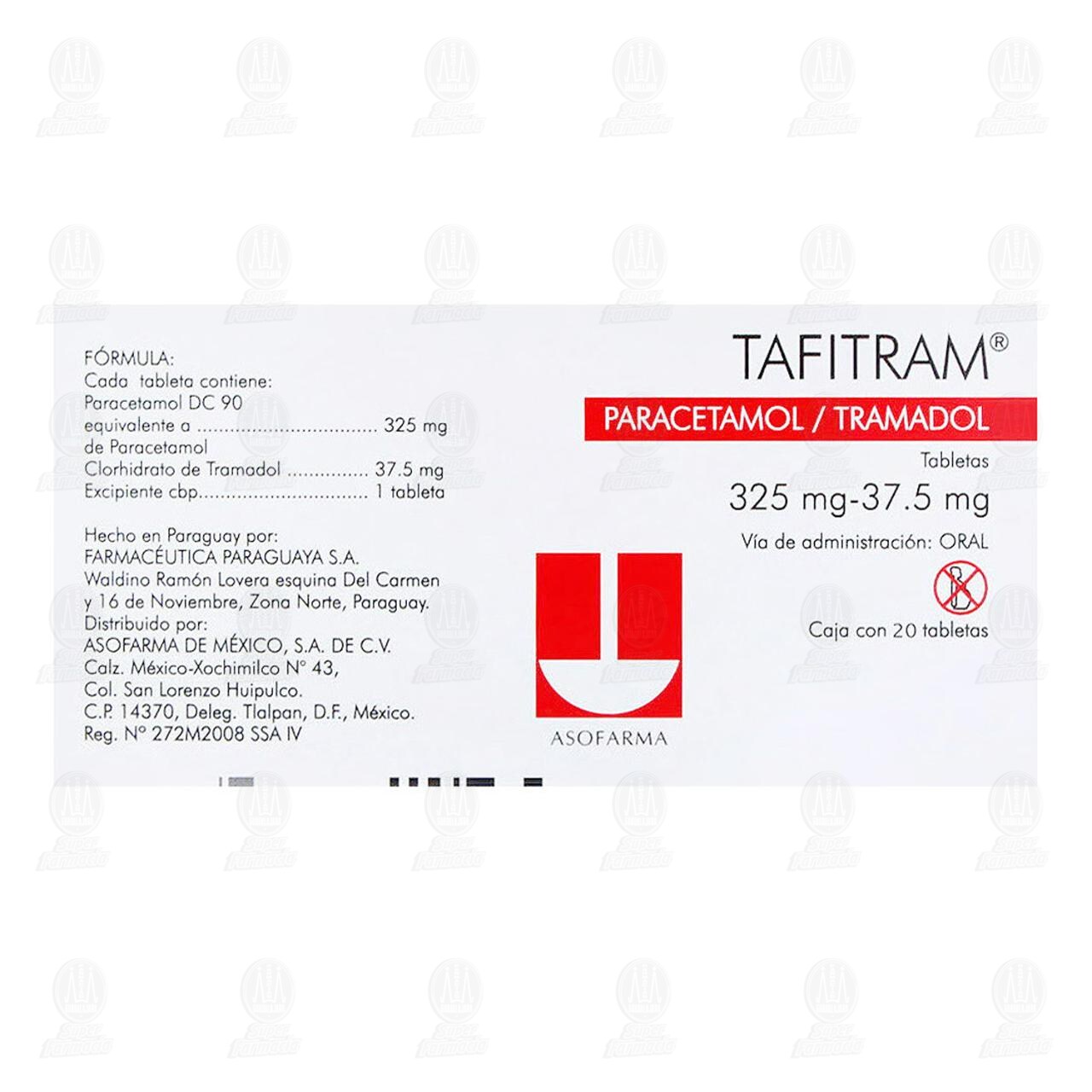 Tafitram 325mg/37.5mg, 20 Tabletas. image number 2