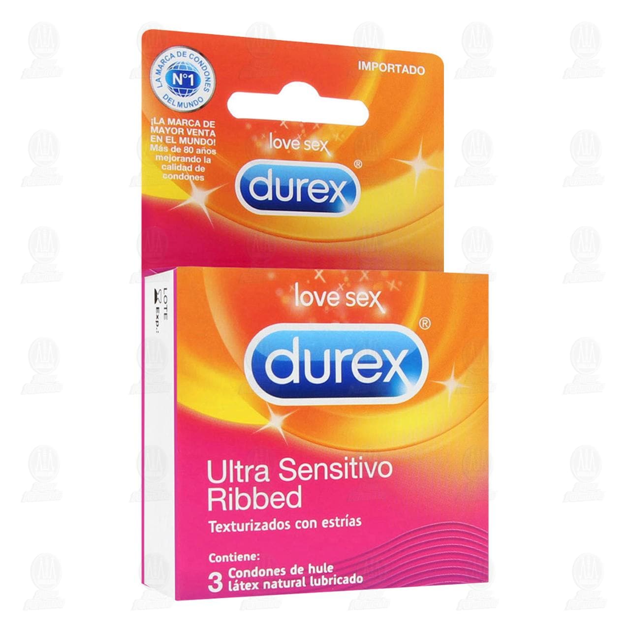 Durex Ultra Sensitivo Ribbed, 3 Condones de L&aacute;tex. image number 0