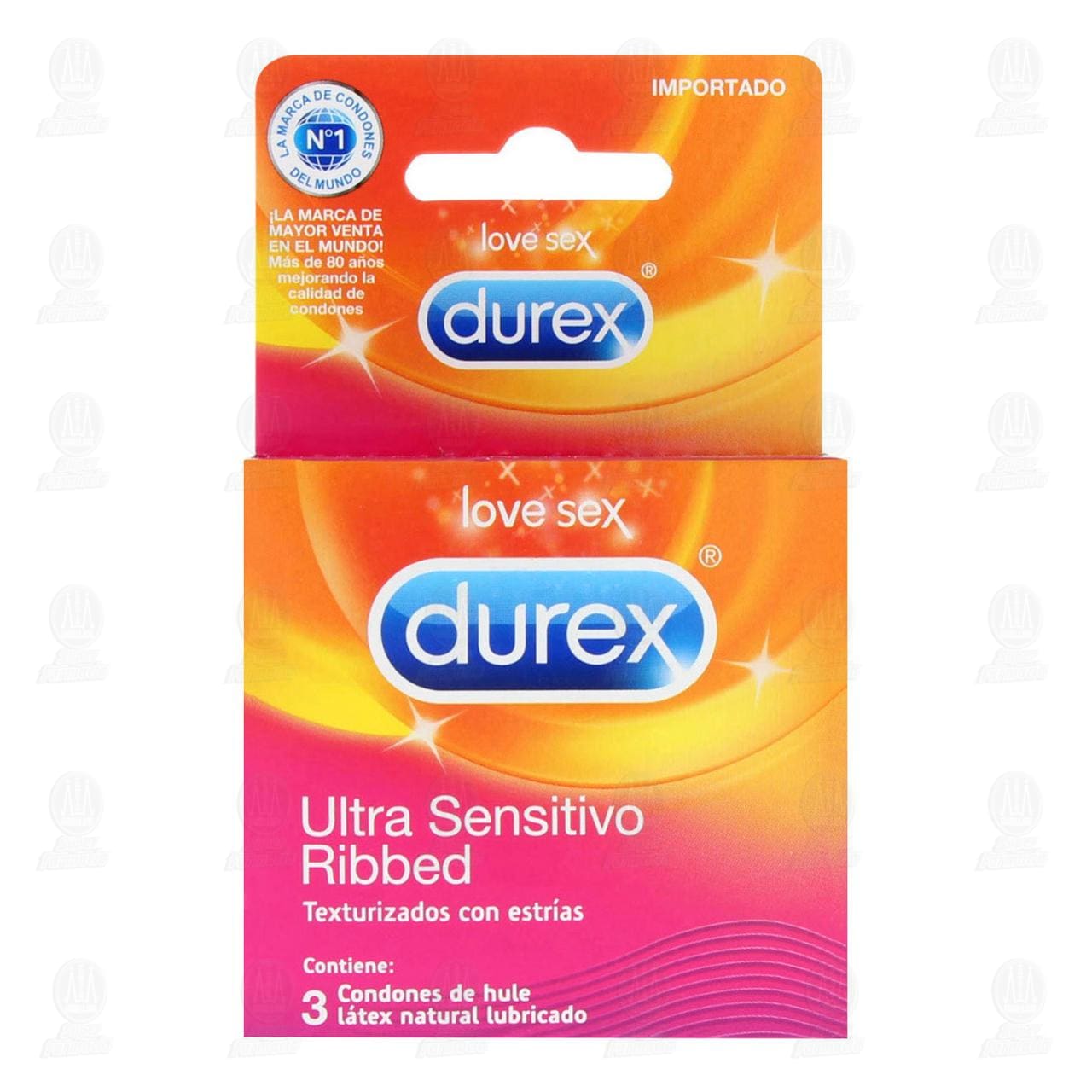 Durex Ultra Sensitivo Ribbed, 3 Condones de L&aacute;tex. image number 1