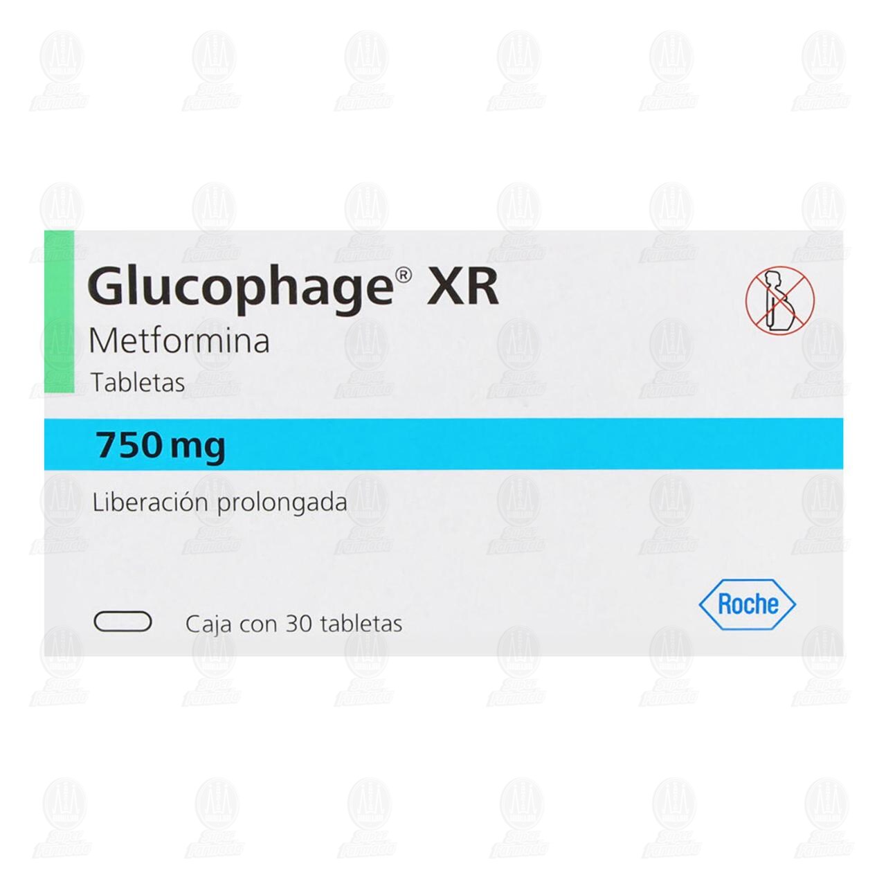 Glucophage XR 750 mg, 30 Tabletas. image number 1