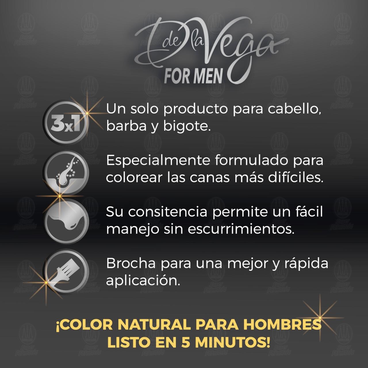 Tinte D de la Vega For Men Casta&ntilde;o Negro, 1 pz. image number 2