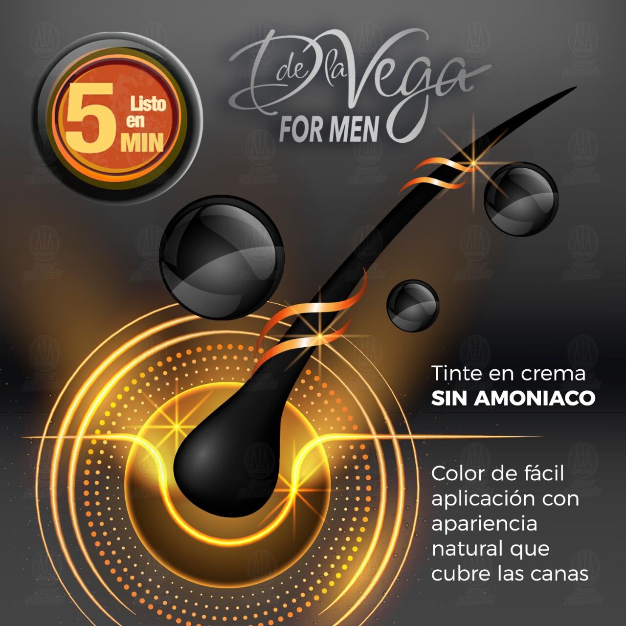 Tinte D de la Vega For Men Casta&ntilde;o Negro, 1 pz. image number 3