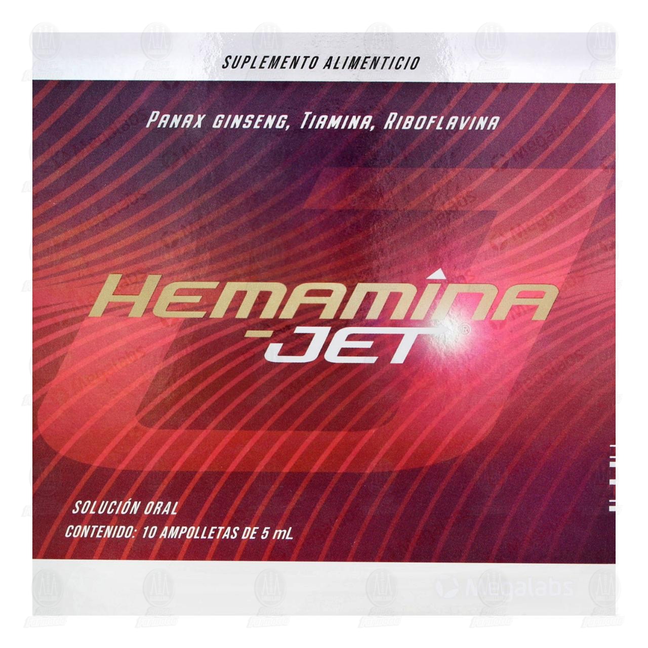 Suplemento Alimenticio Hemam&iacute;na Jet, 10 ampolletas de 5 ml c/u. image number 1