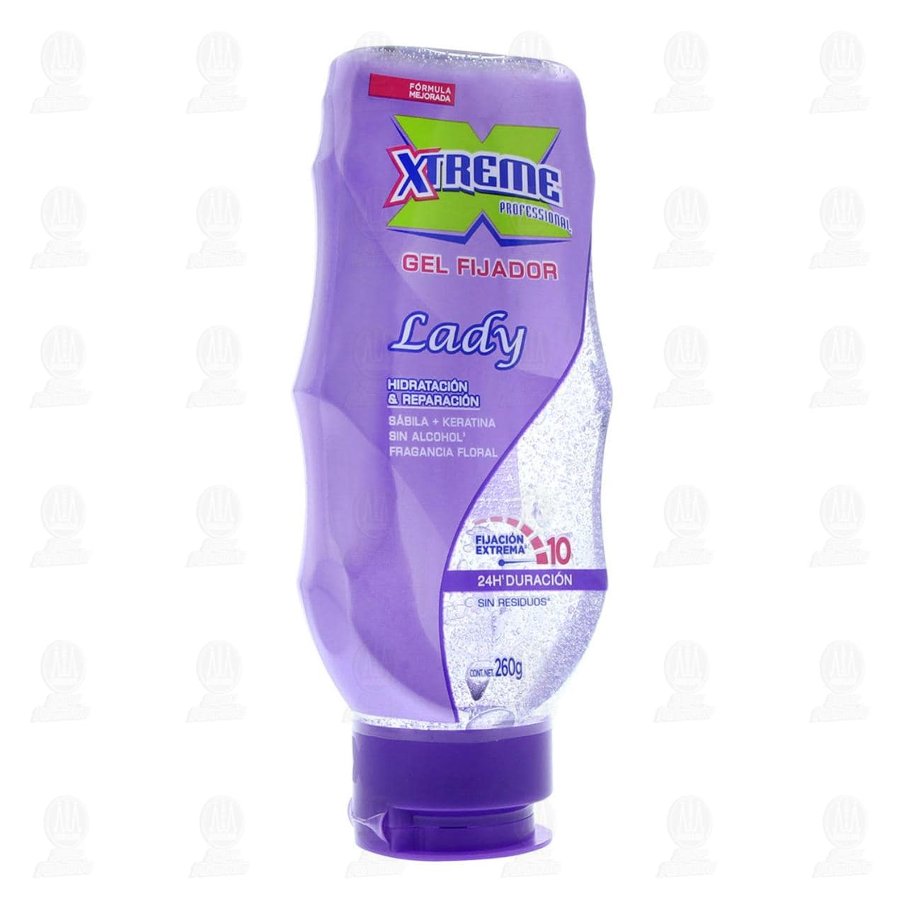 Imagen para Gel para cabello Xtreme Professional Lady para mujer, hidratación & reparación con sábila + keratina con fragancia floral y 24 horas de duración, sin alcohol. Envase con 260 gramos.